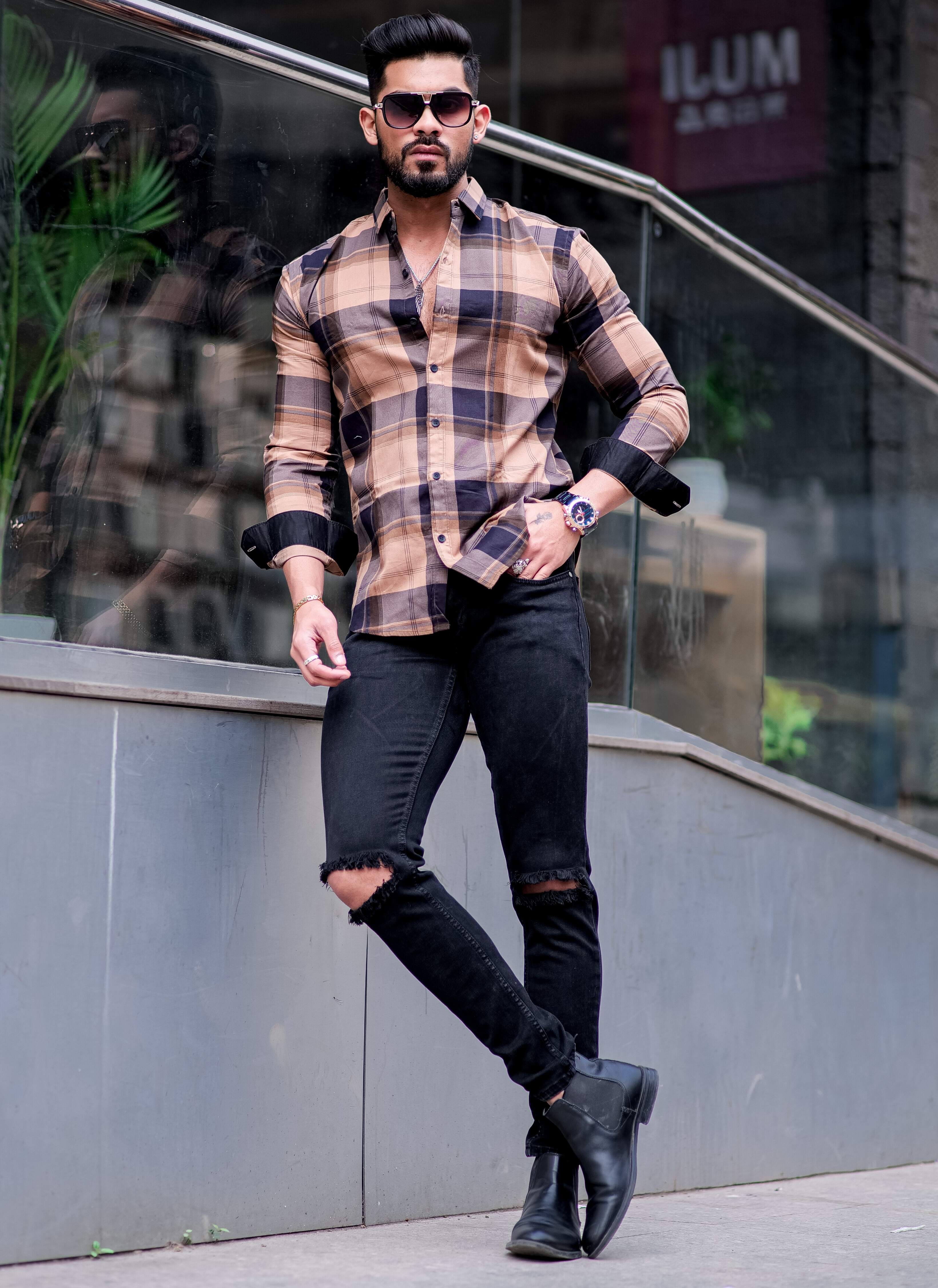 Almond Frost Checkered Cotton Shirt - Image 4
