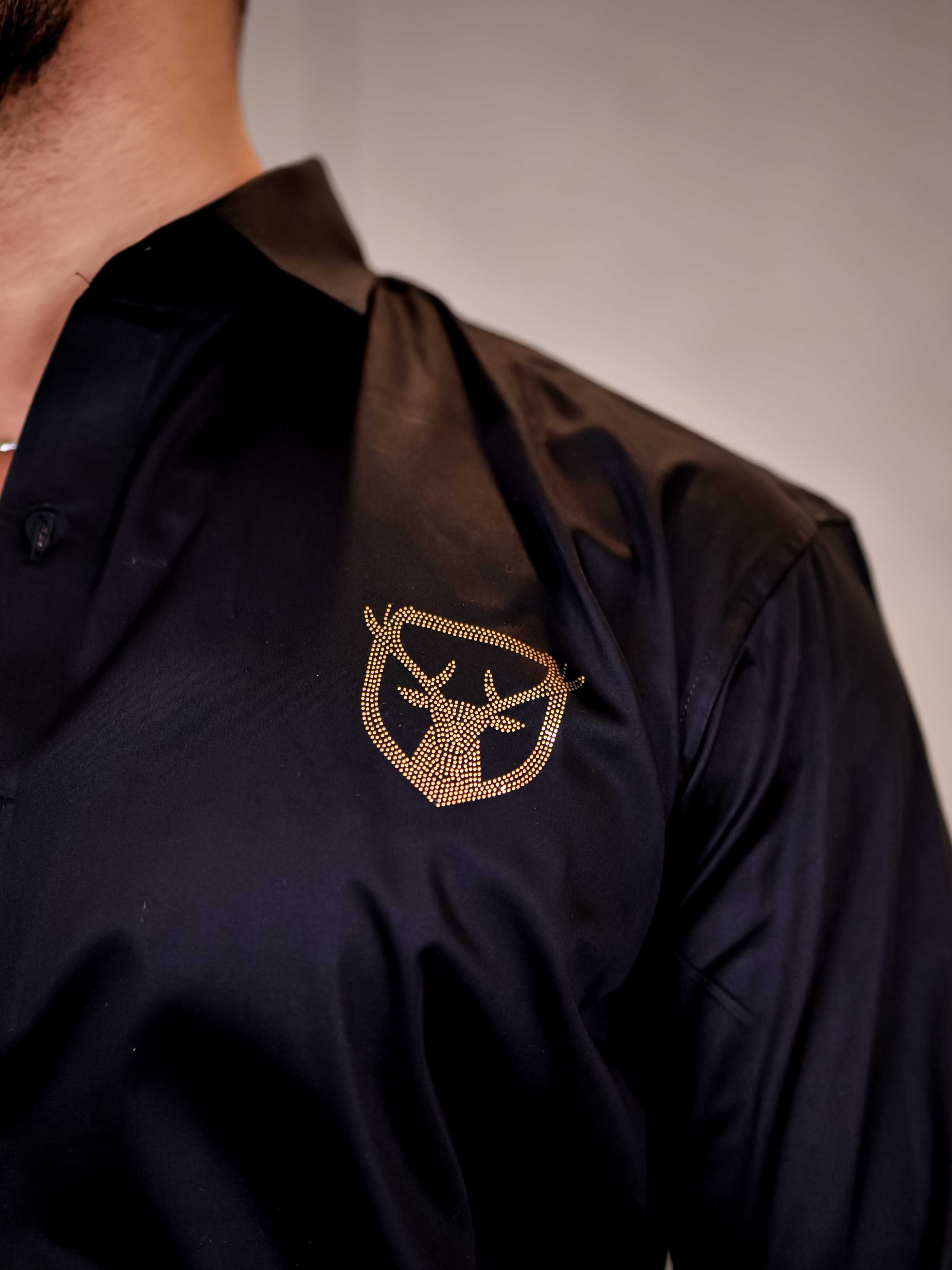 Believe Black Sequence Club Wear Satin Cotton Party Shirt - Image 3