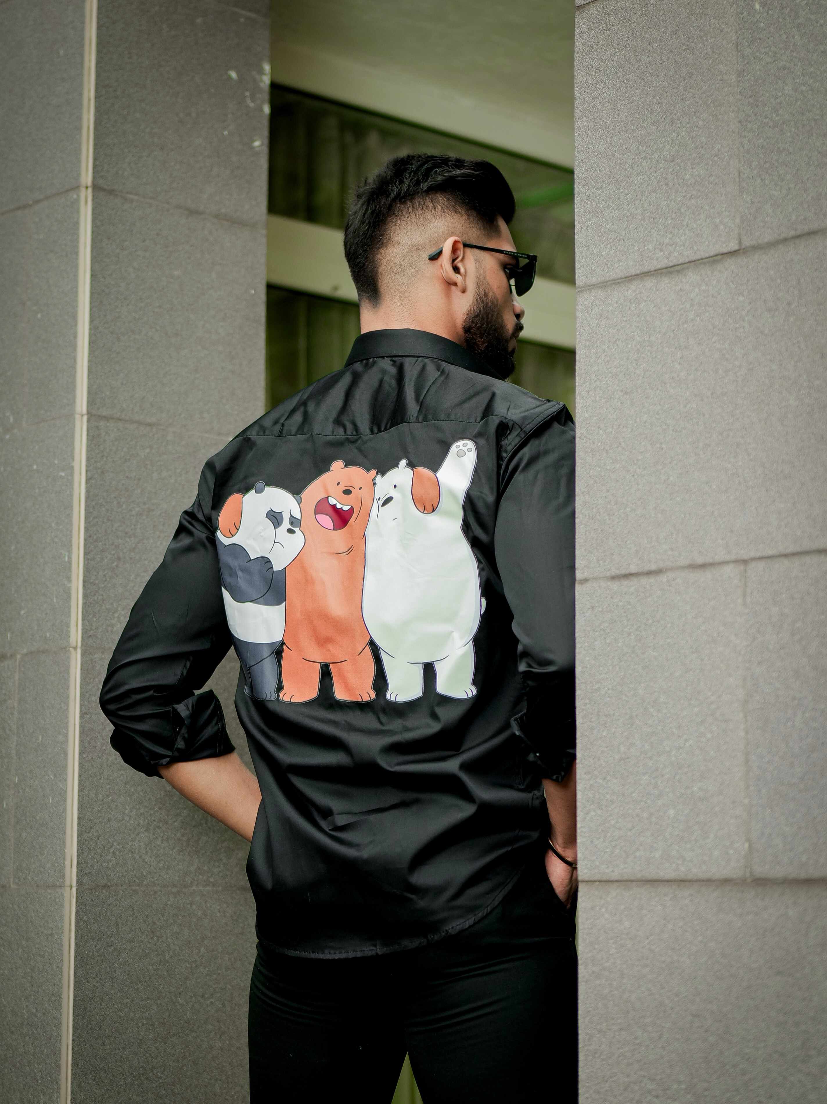Black Club Wear Printed Satin Cotton Shirt - Image 6