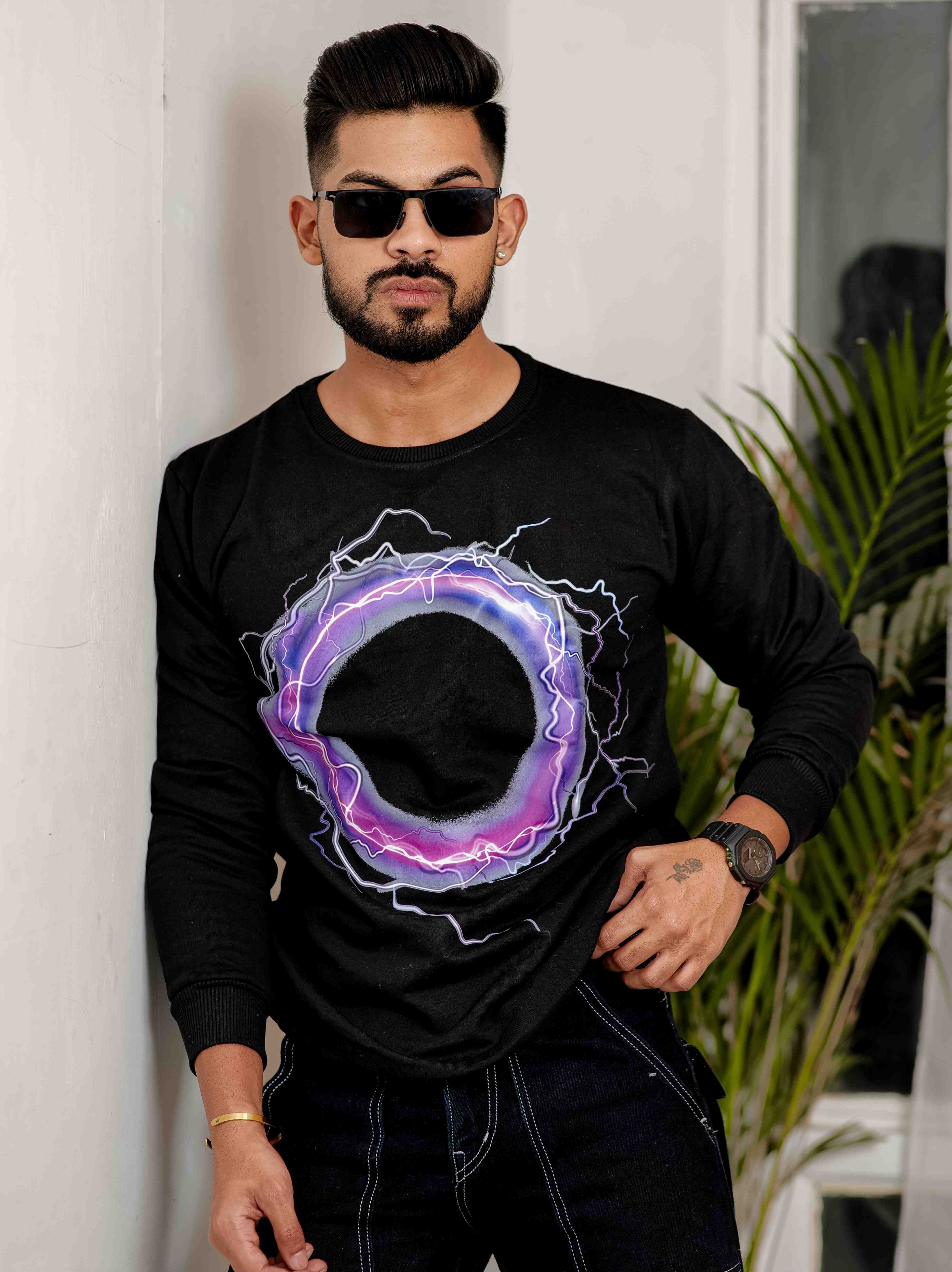 Black Cotton Full Sleeve T Shirt - Image 4