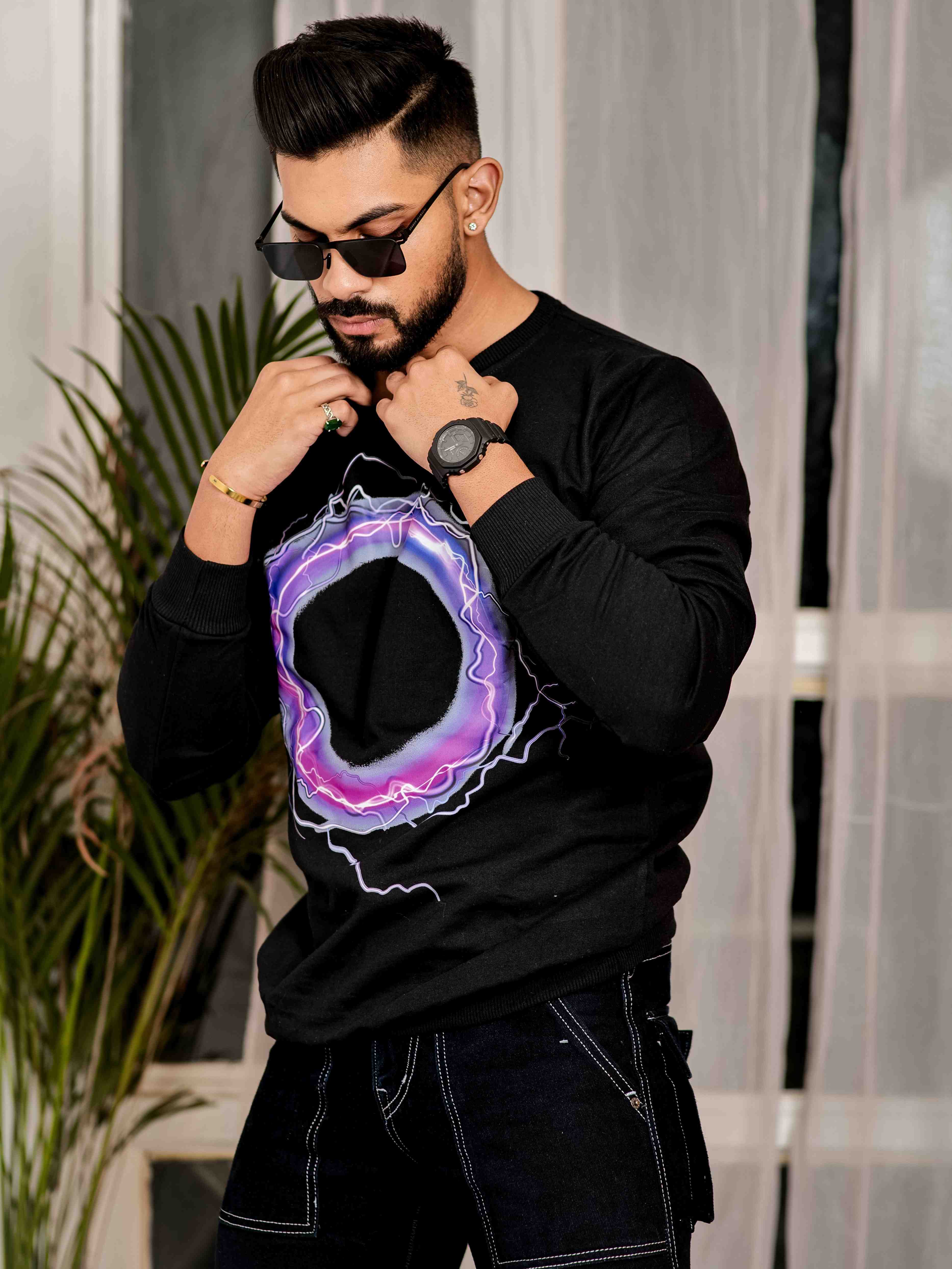 Black Cotton Full Sleeve T Shirt - Image 5