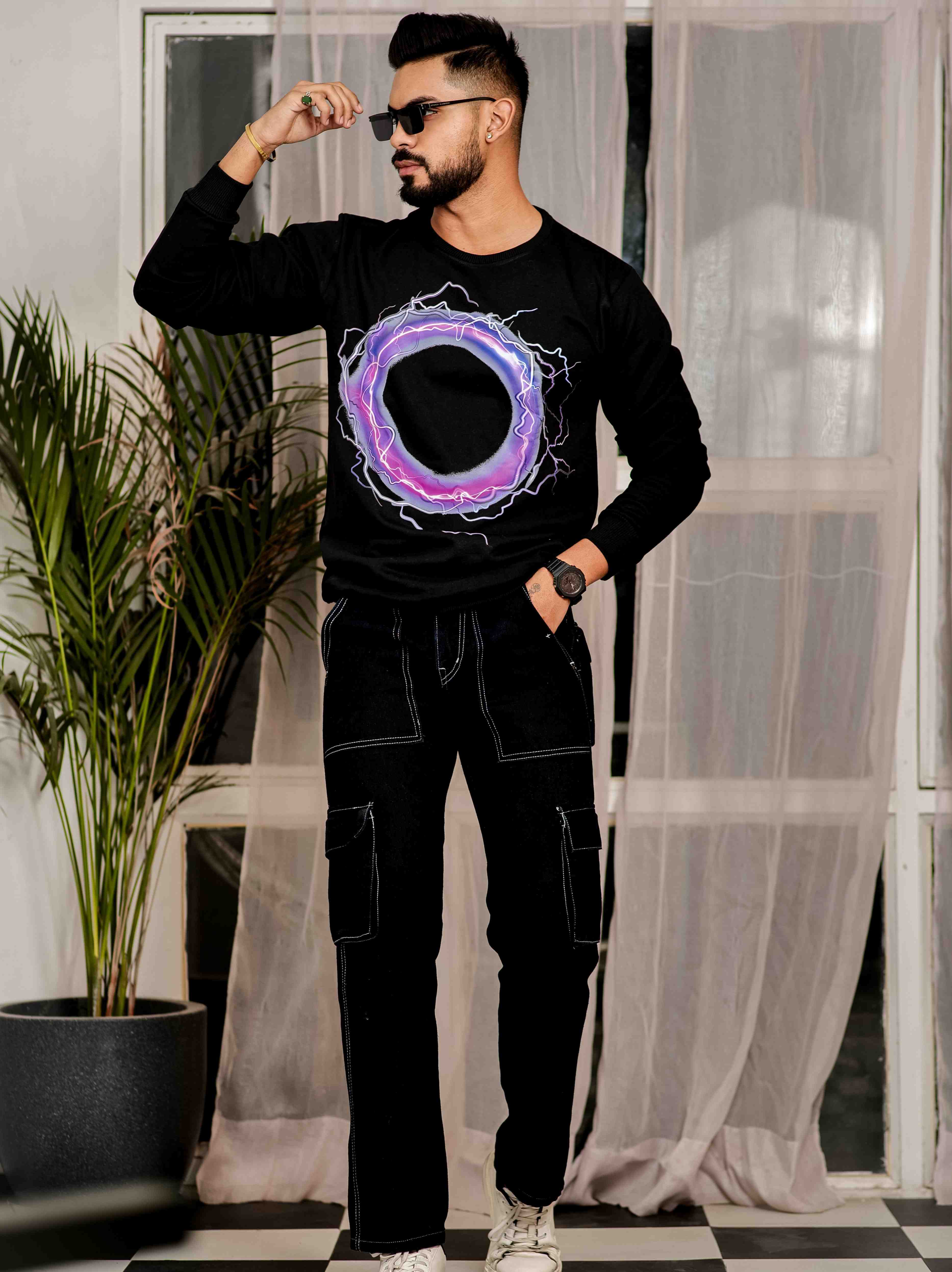 Black Cotton Full Sleeve T Shirt - Image 7