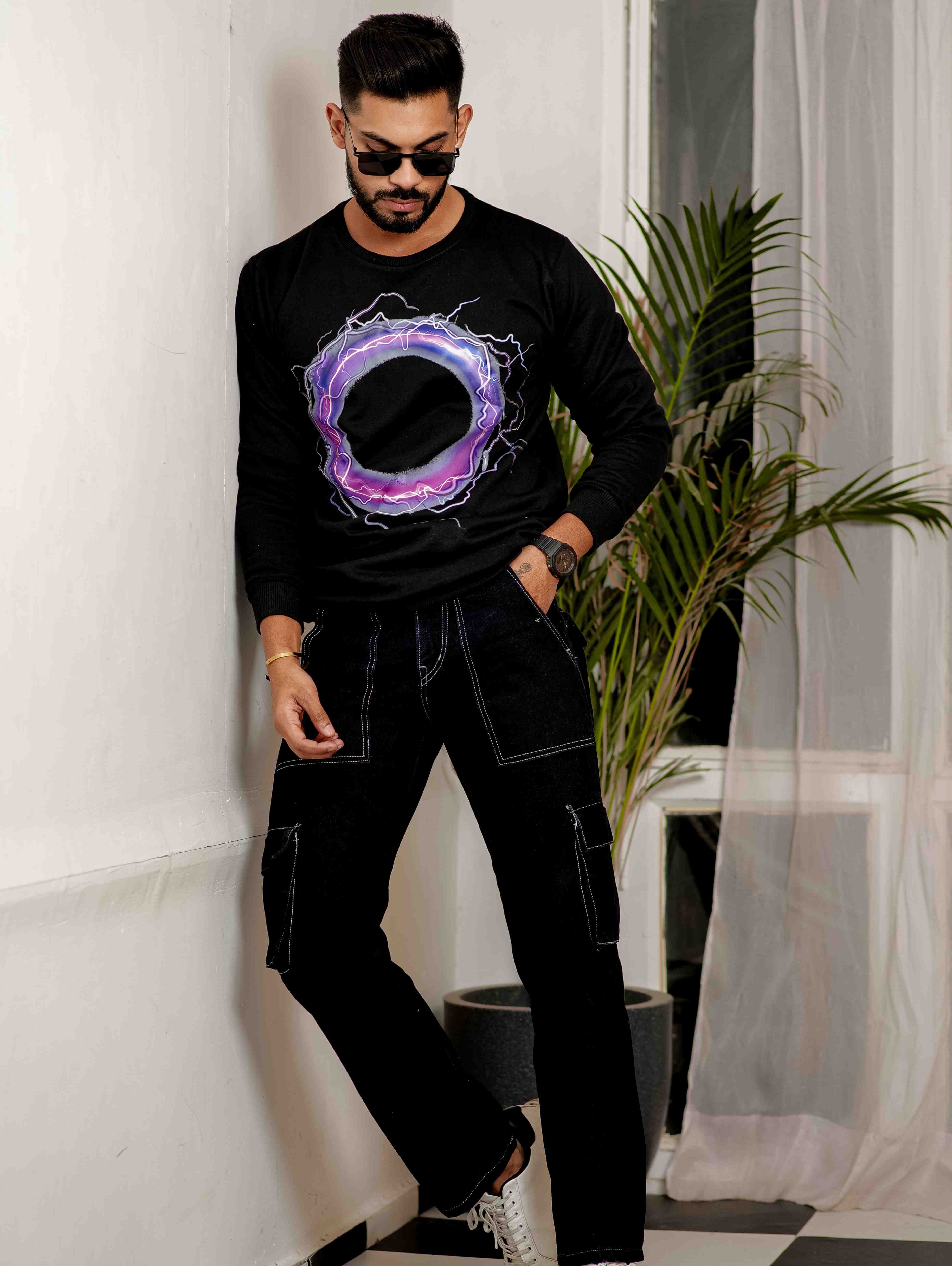 Black Cotton Full Sleeve T Shirt - Image 8