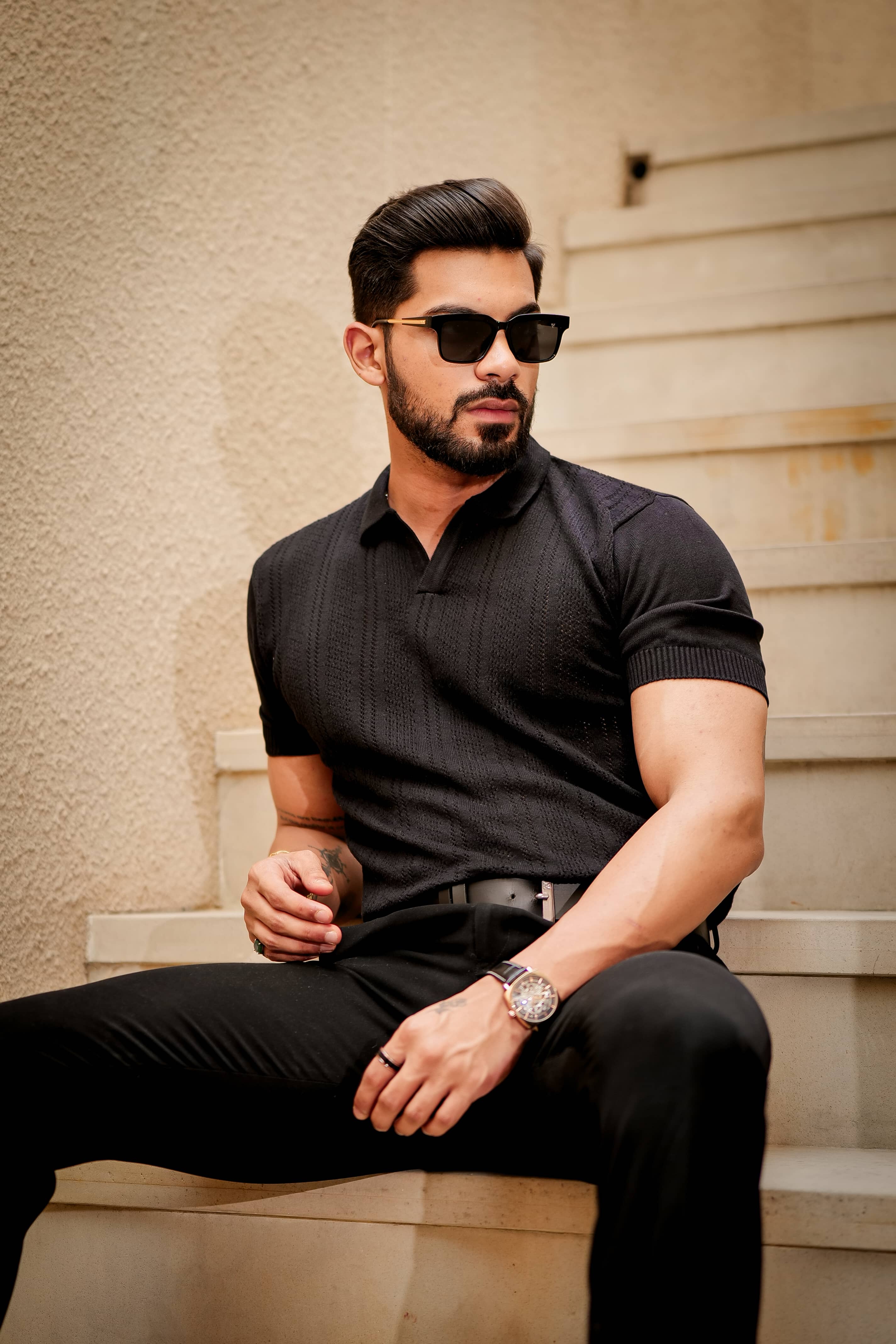 Black Designer Cotton Half Sleeve Premium T Shirt - Image 9