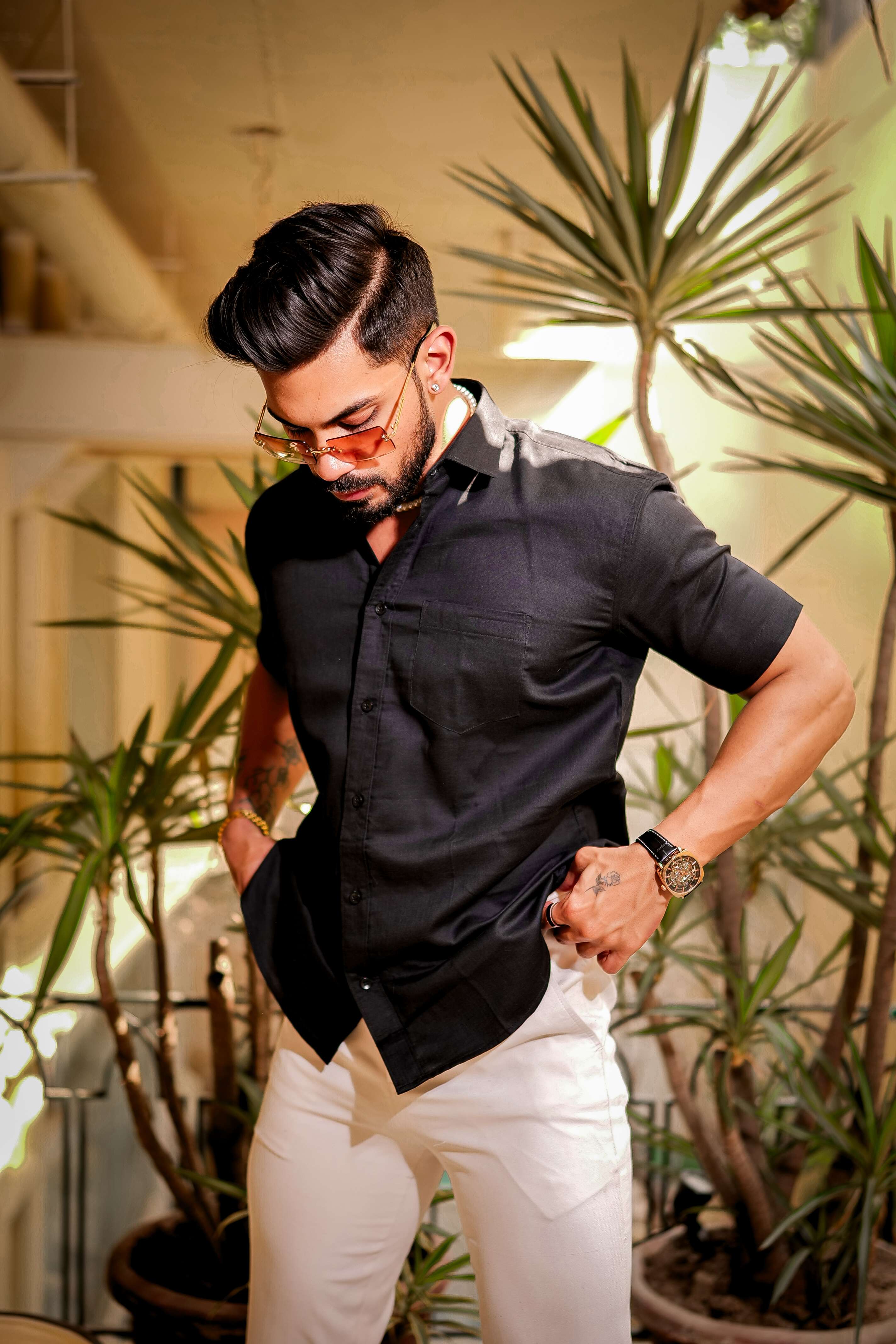 Black Luxury Formal linen Cotton Shirt For Men's - Image 9
