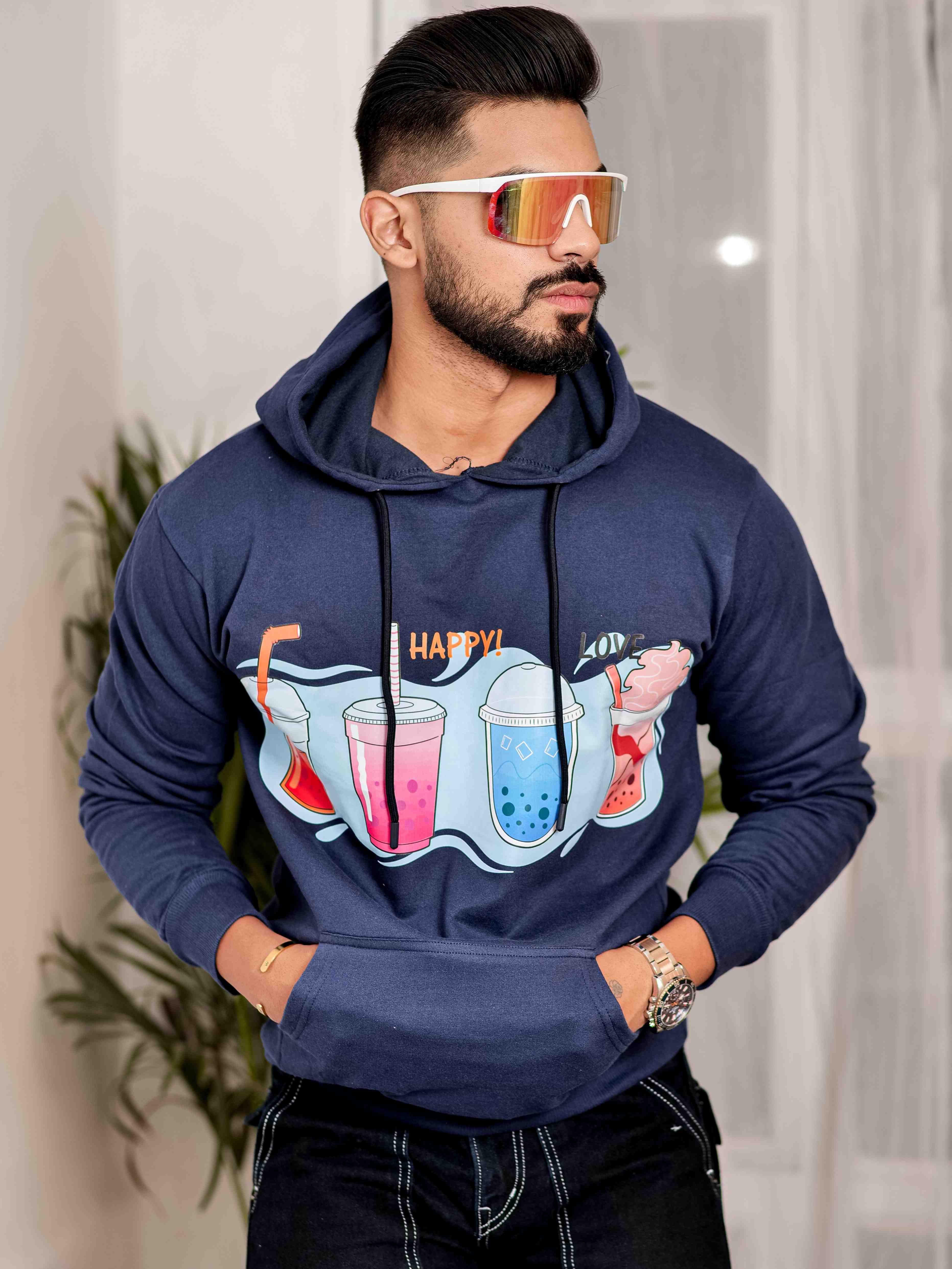 Blue Cotton Full Sleeve Hoodie - Image 6