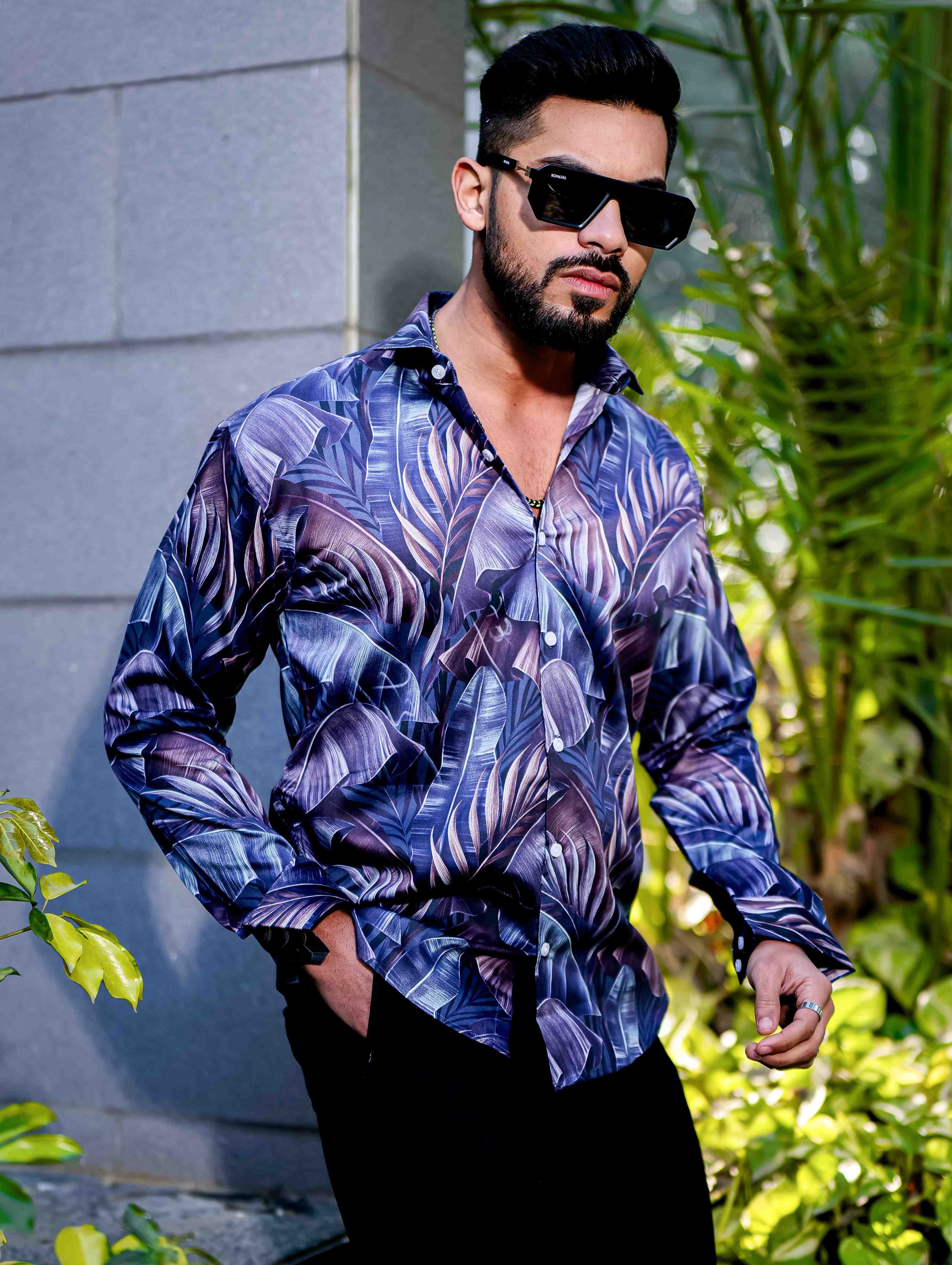 Blue Flower Giza Cotton Print Premium Shirt - Image 6