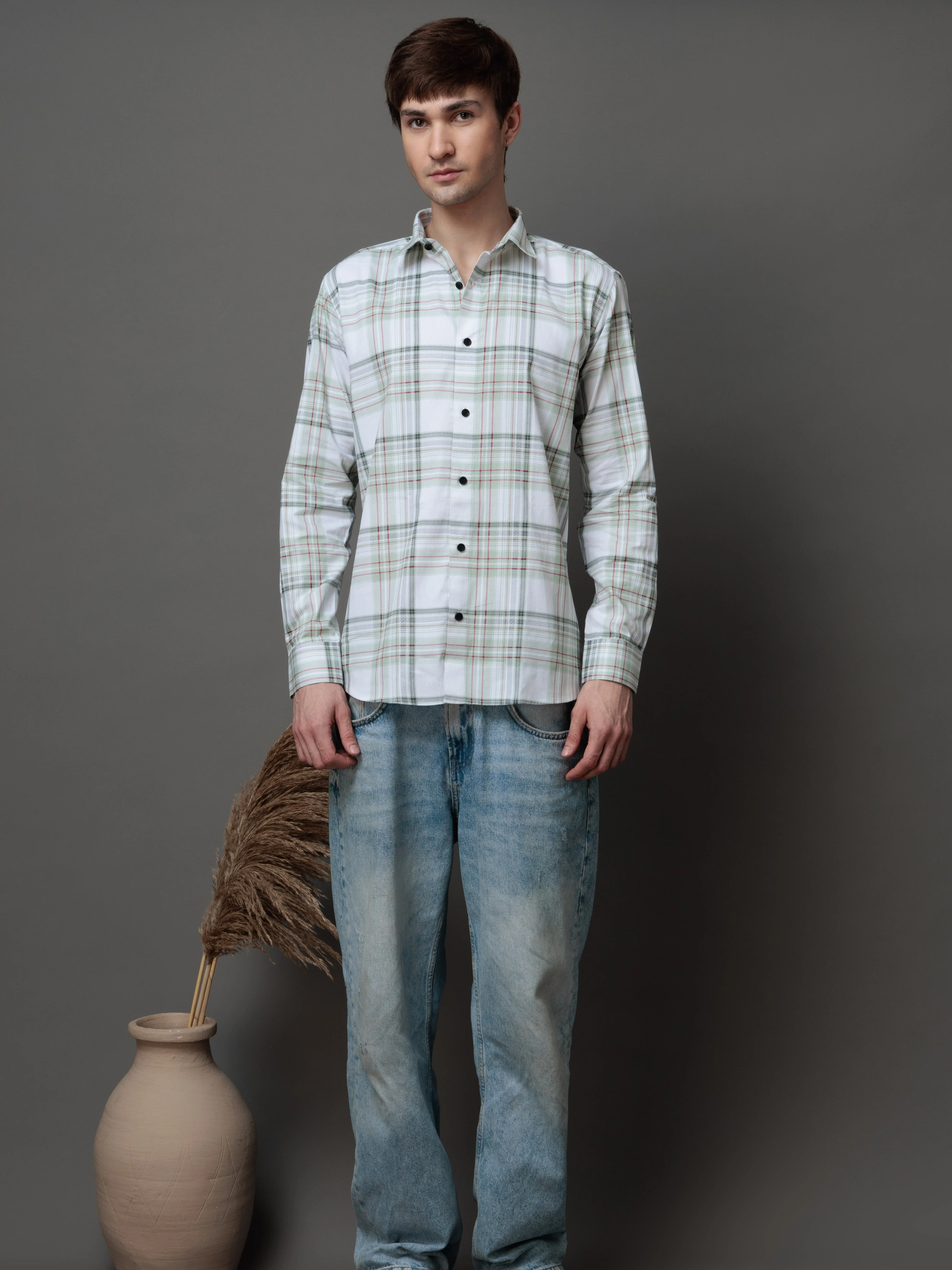 WHITE BOX PRINT SHIRTS FOR MENS - Image 3