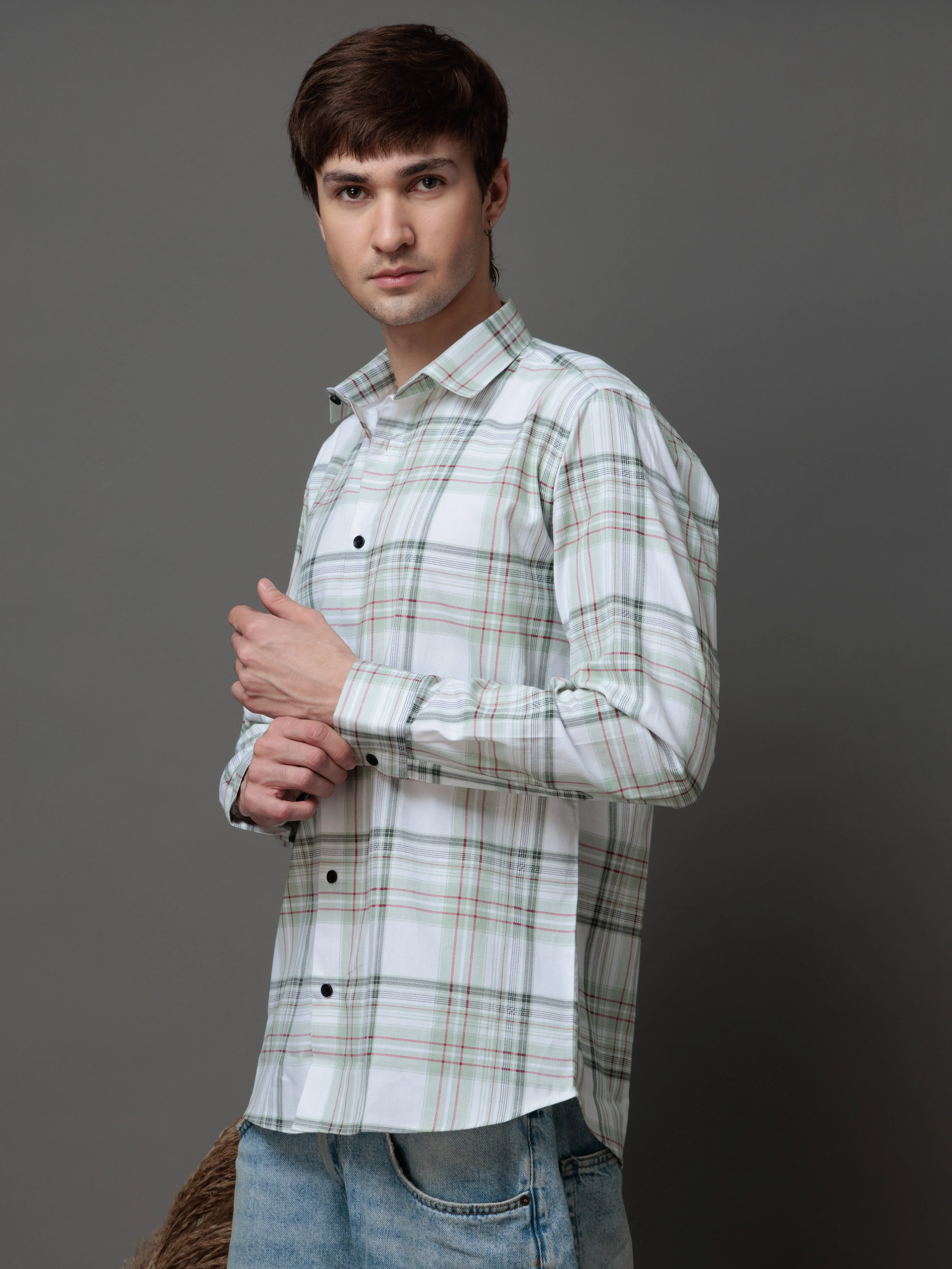 WHITE BOX PRINT SHIRTS FOR MENS - Image 4