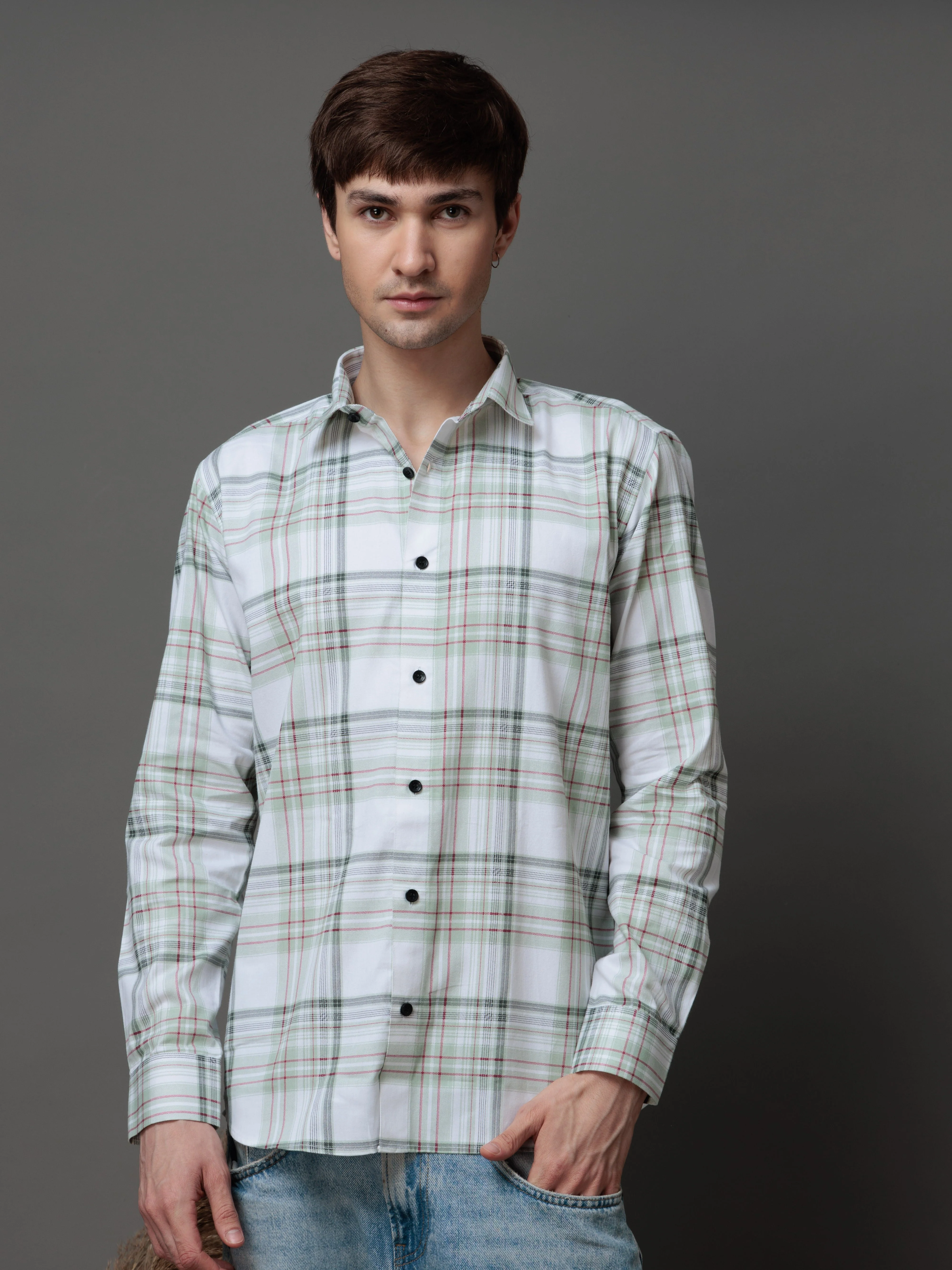 WHITE BOX PRINT SHIRTS FOR MENS - Image 6