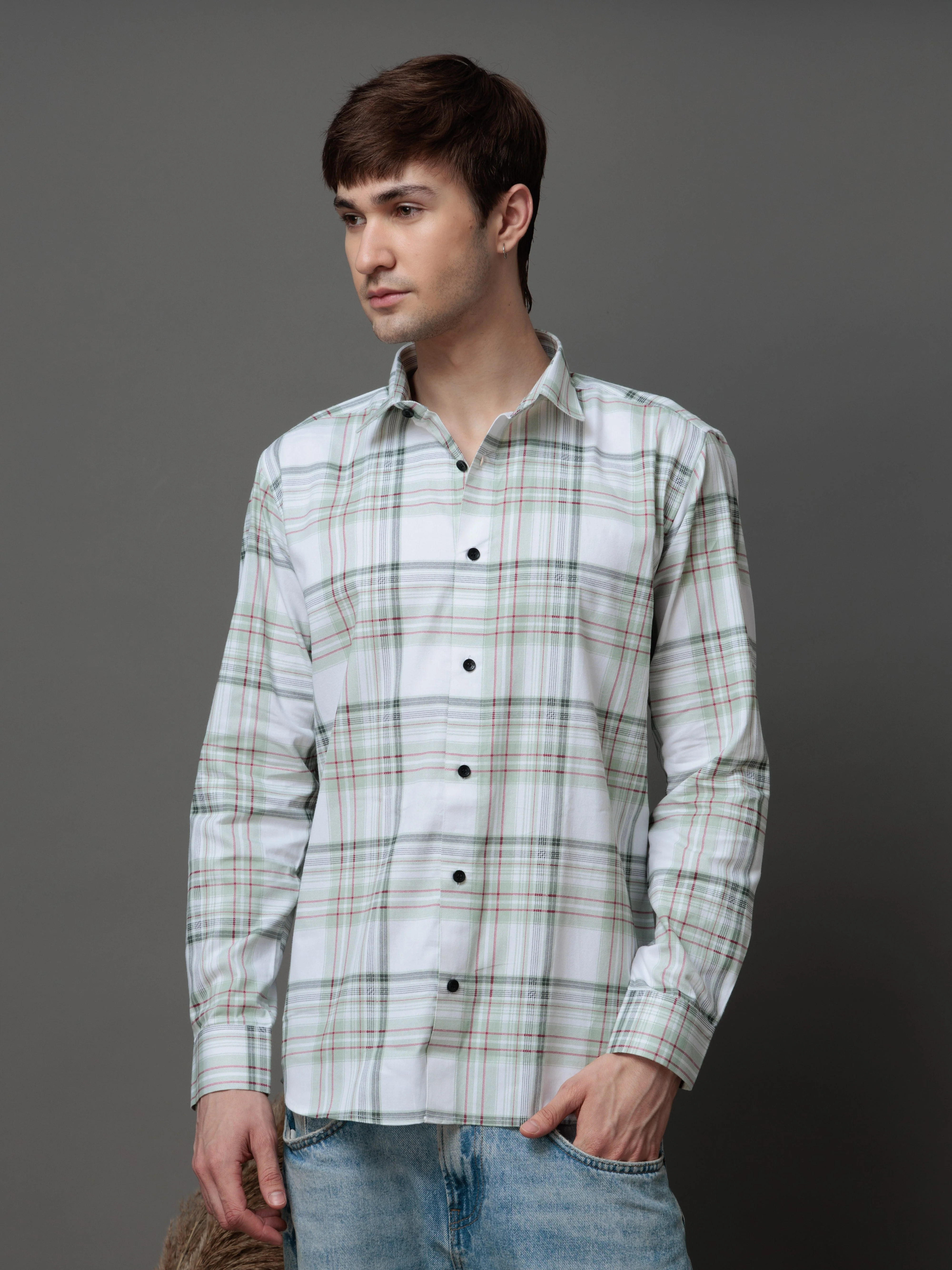 WHITE BOX PRINT SHIRTS FOR MENS - Image 7