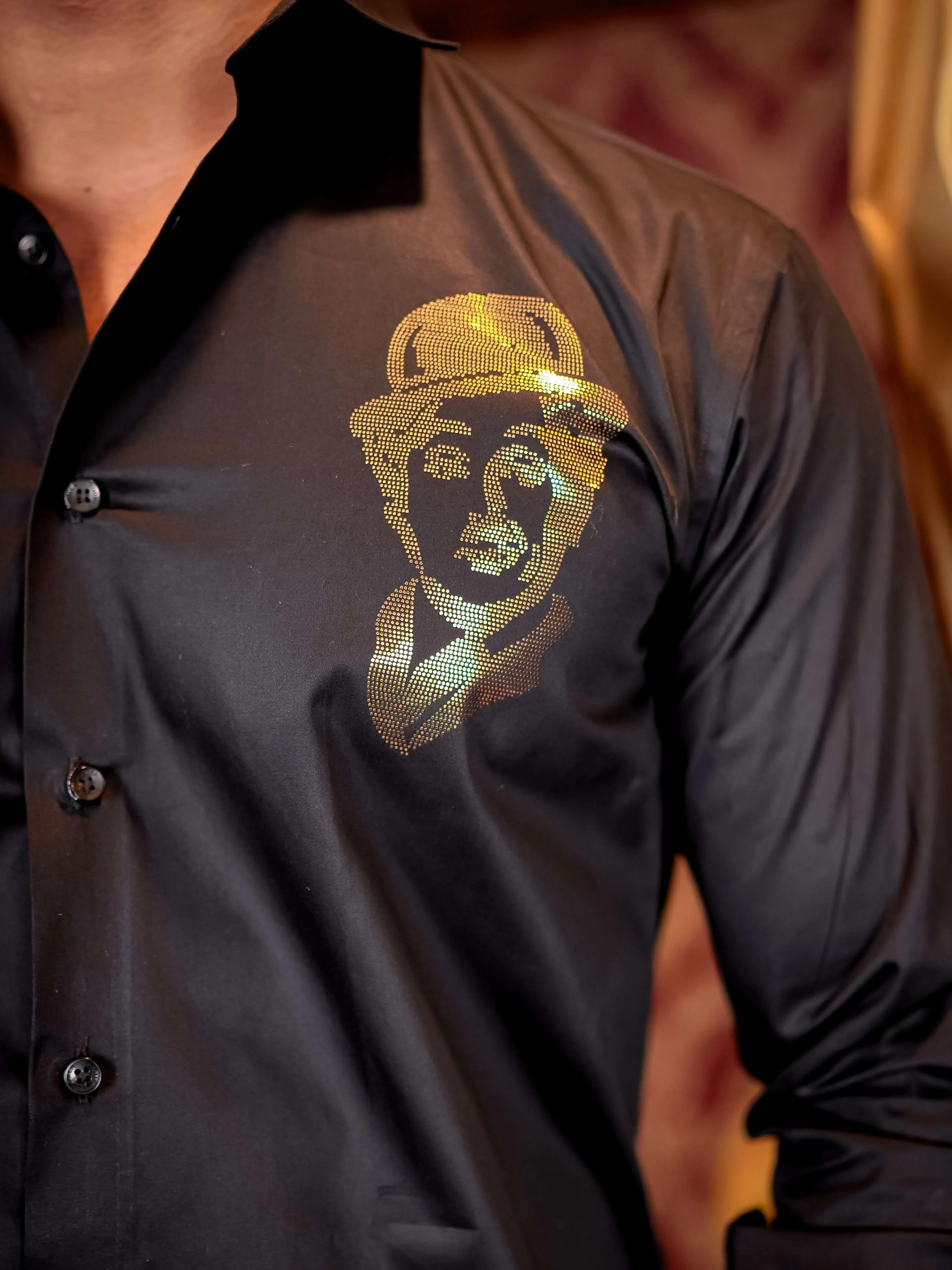 Charlie Black Club Wear Satin Cotton Party Shirt - Image 2