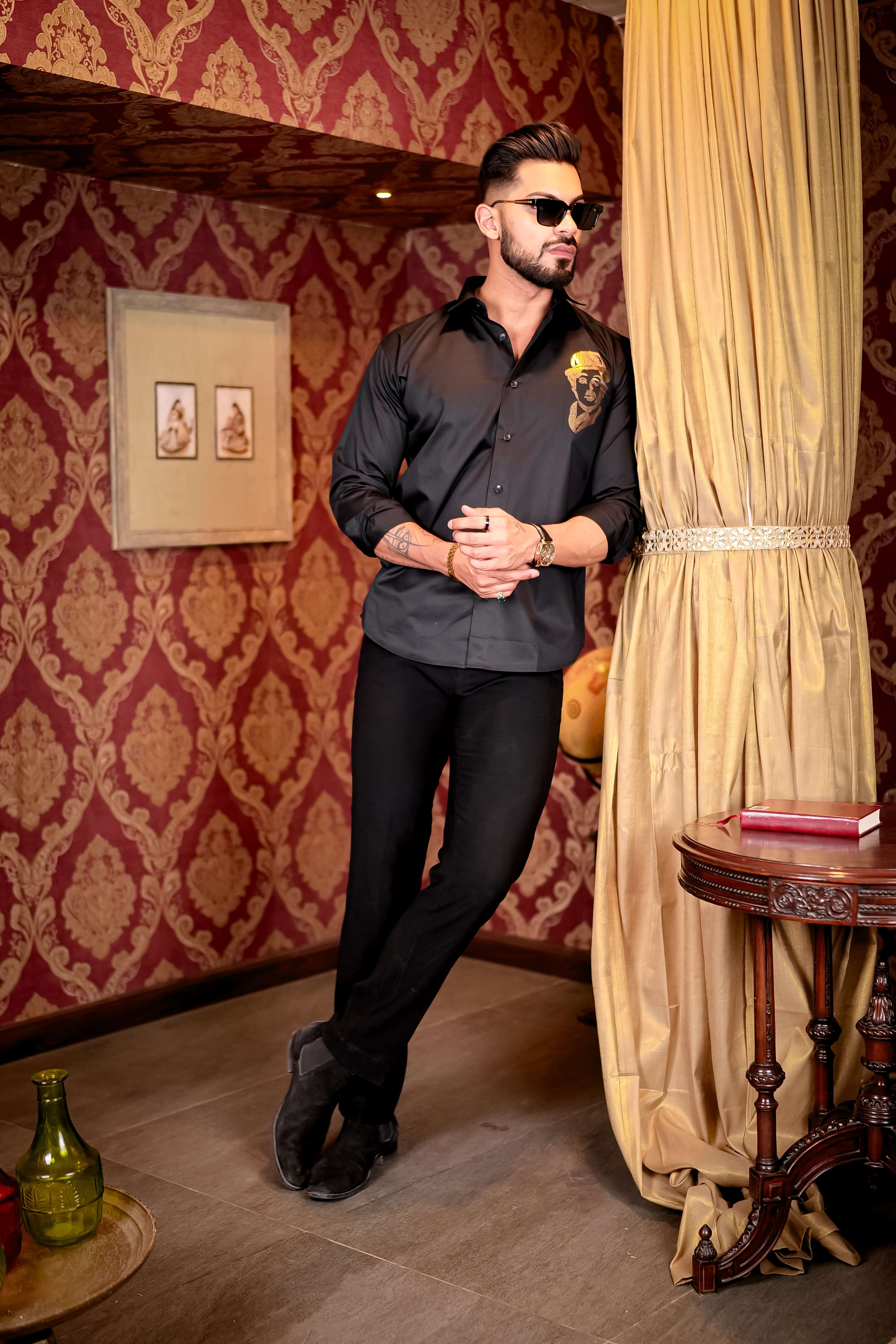 Charlie Black Club Wear Satin Cotton Party Shirt - Image 4
