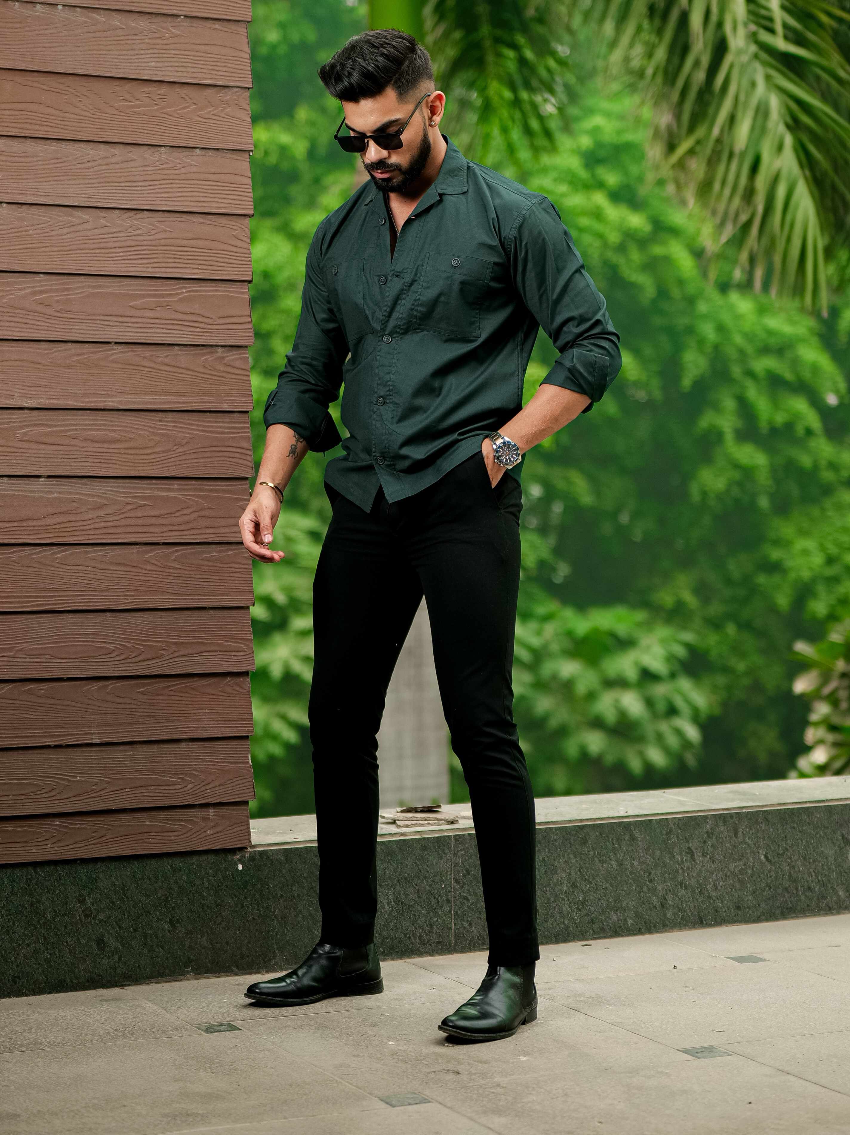 Green Oxford Cotton Over Shirt - Image 3