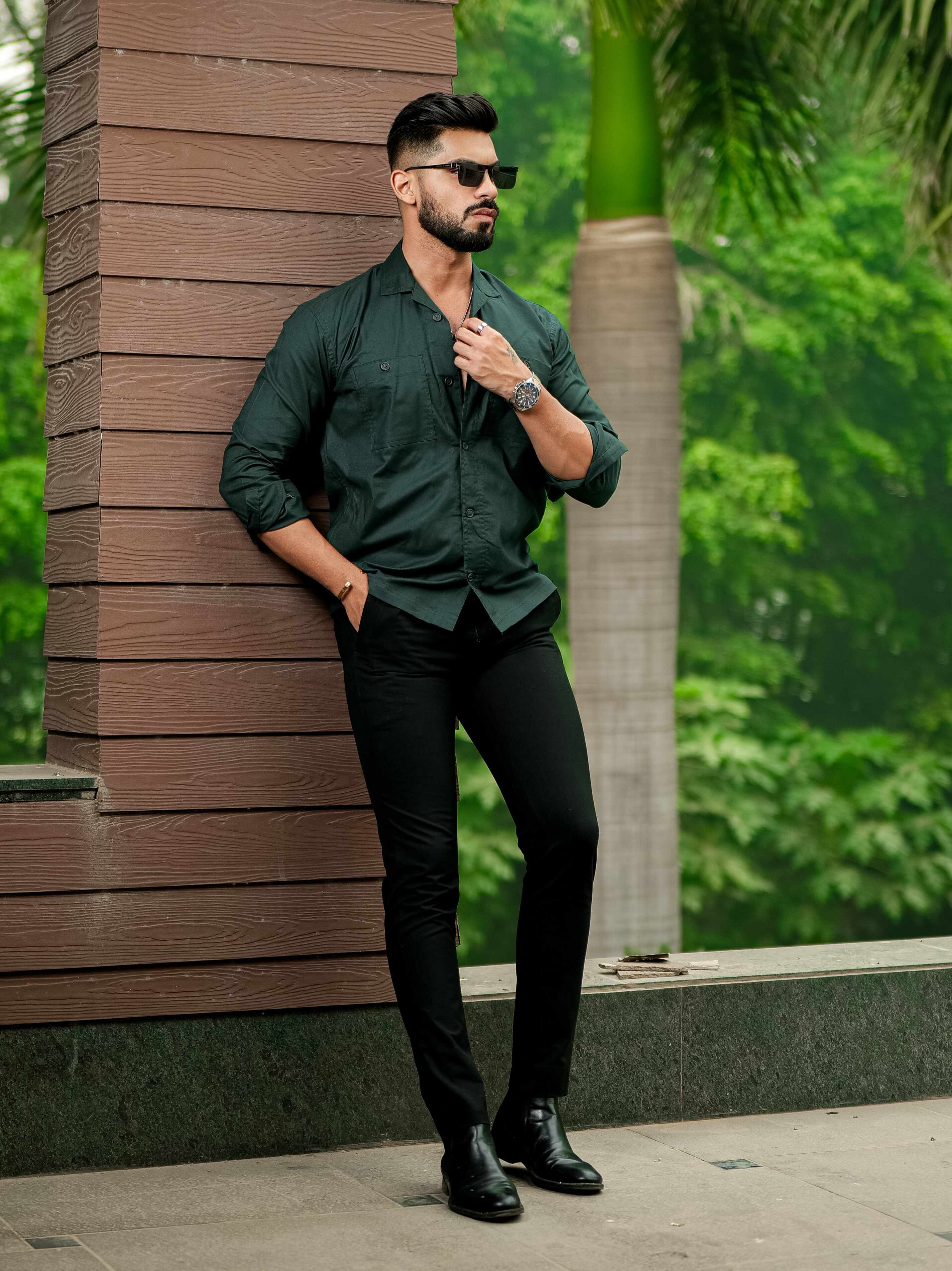 Green Oxford Cotton Over Shirt - Image 5