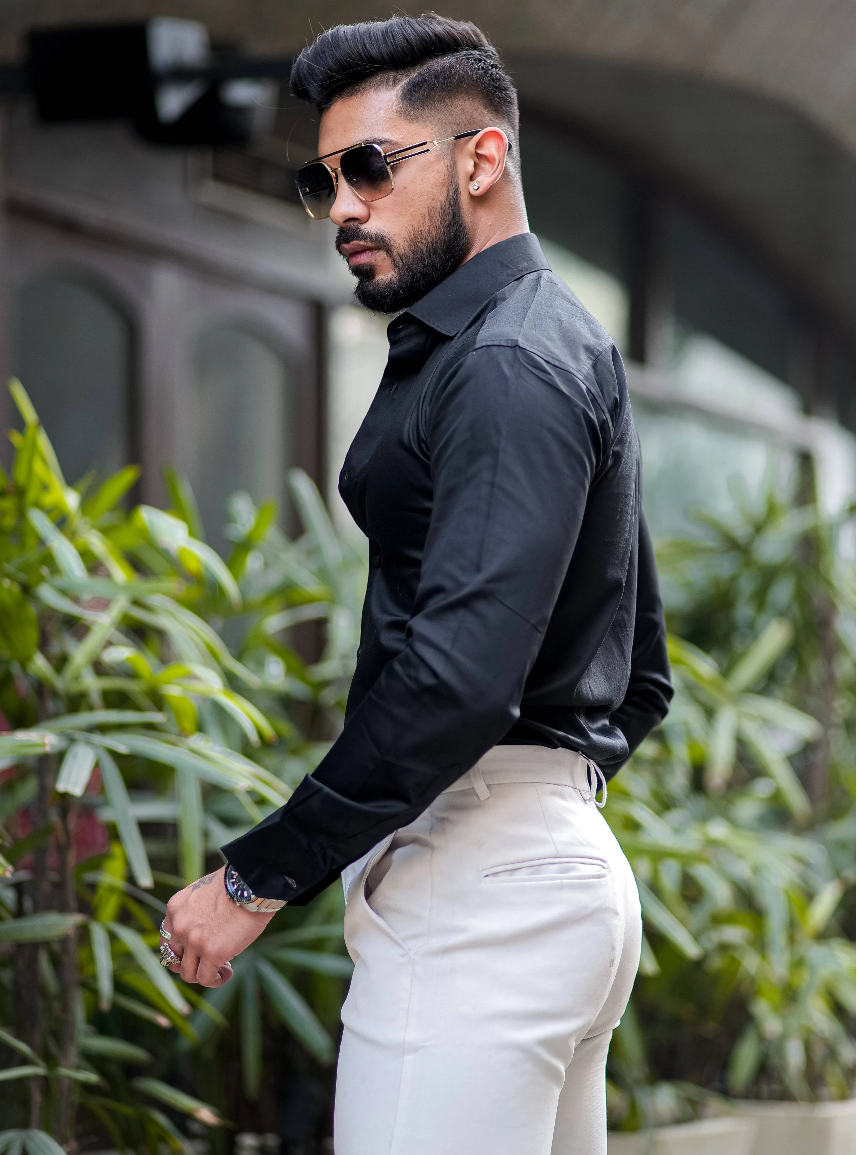 Formy Night Black Luxury Satin Cotton Shirt For Men's - Image 4