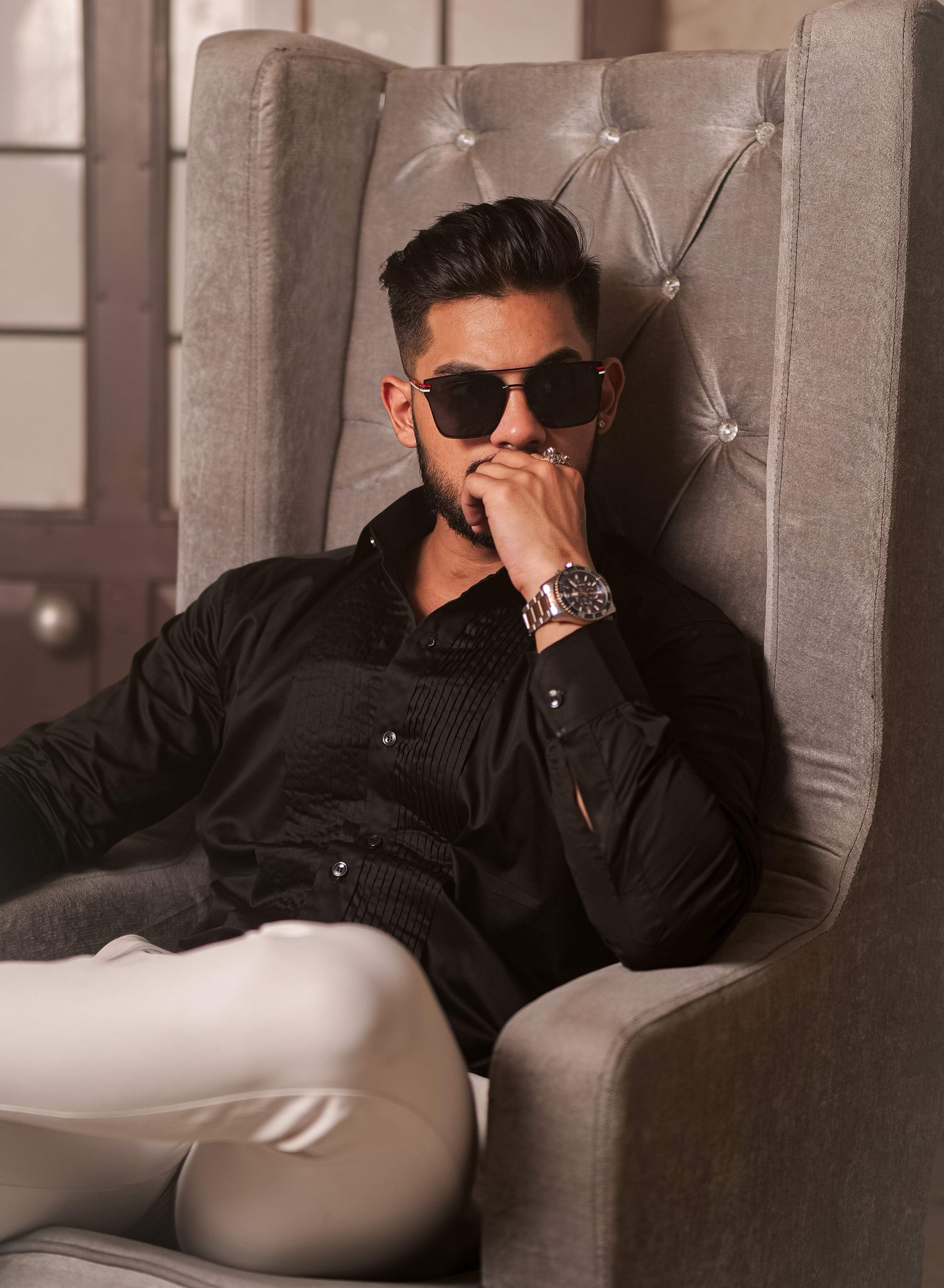 Black Subtle Sheen Tuxedo Premium Giza Satin Cotton Shirt - Image 4