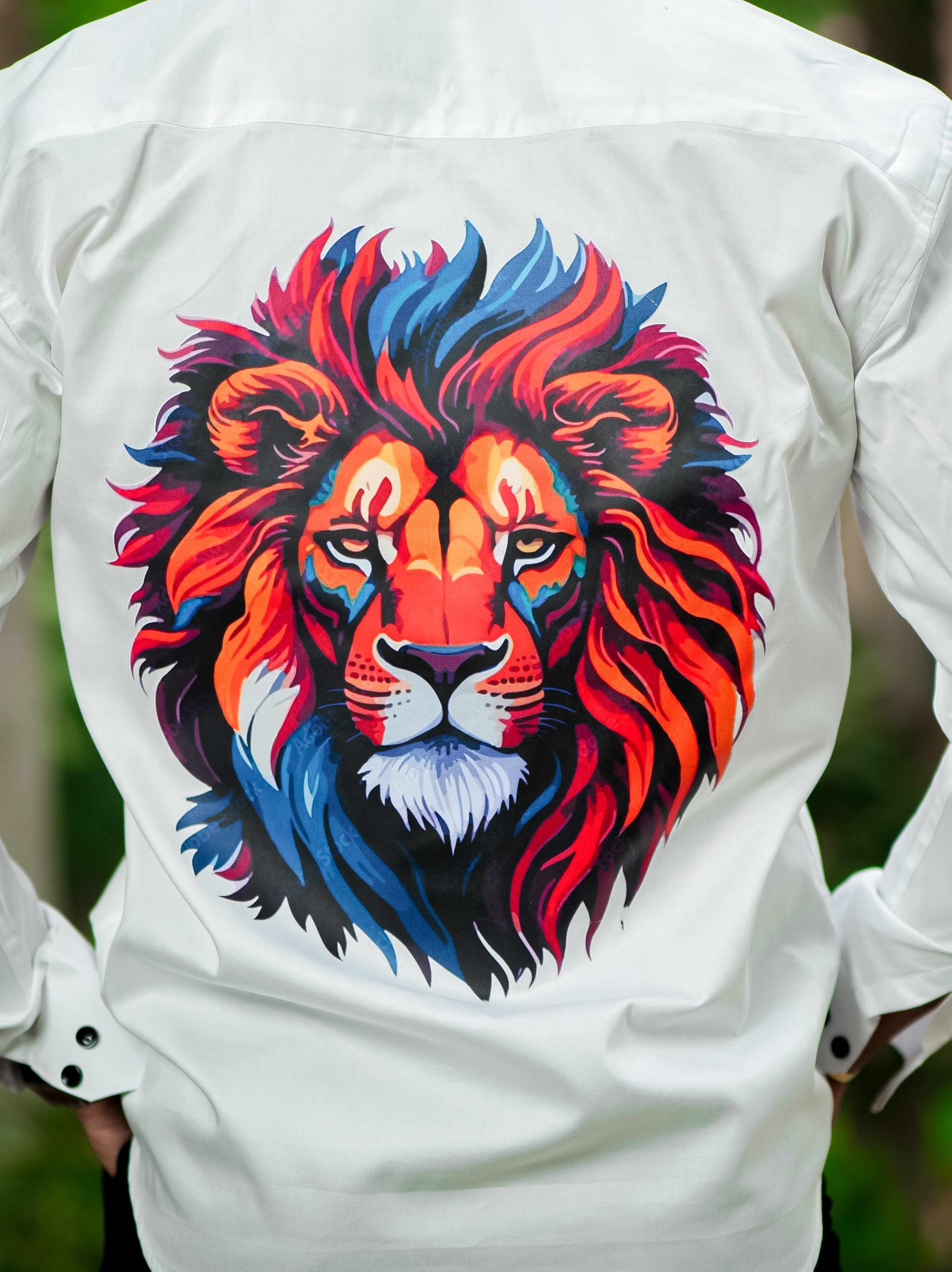 White Club Wear Printed Satin Cotton Shirt For Men's - Image 3