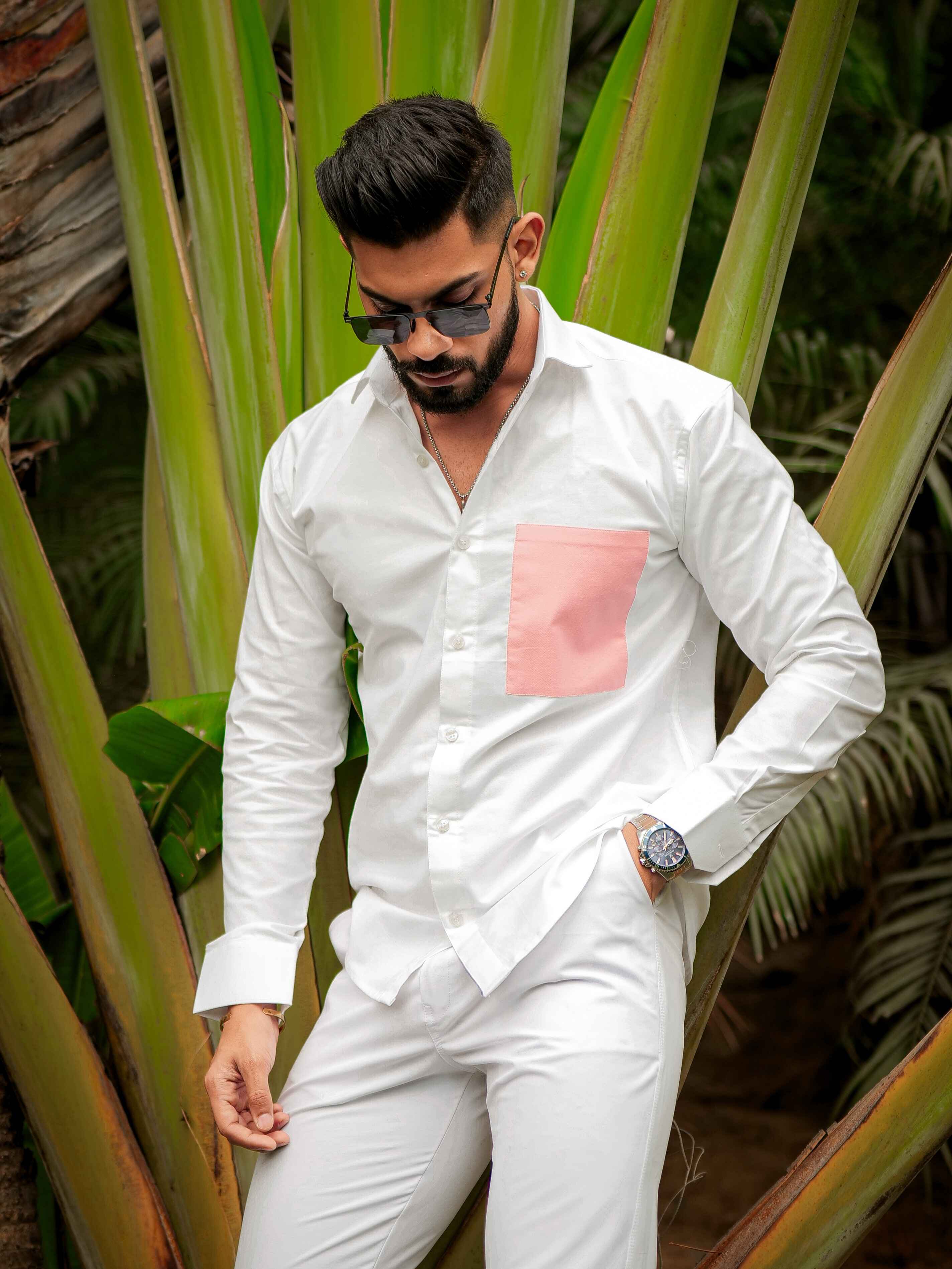 White Oxford Cotton Designer Shirt - Image 5