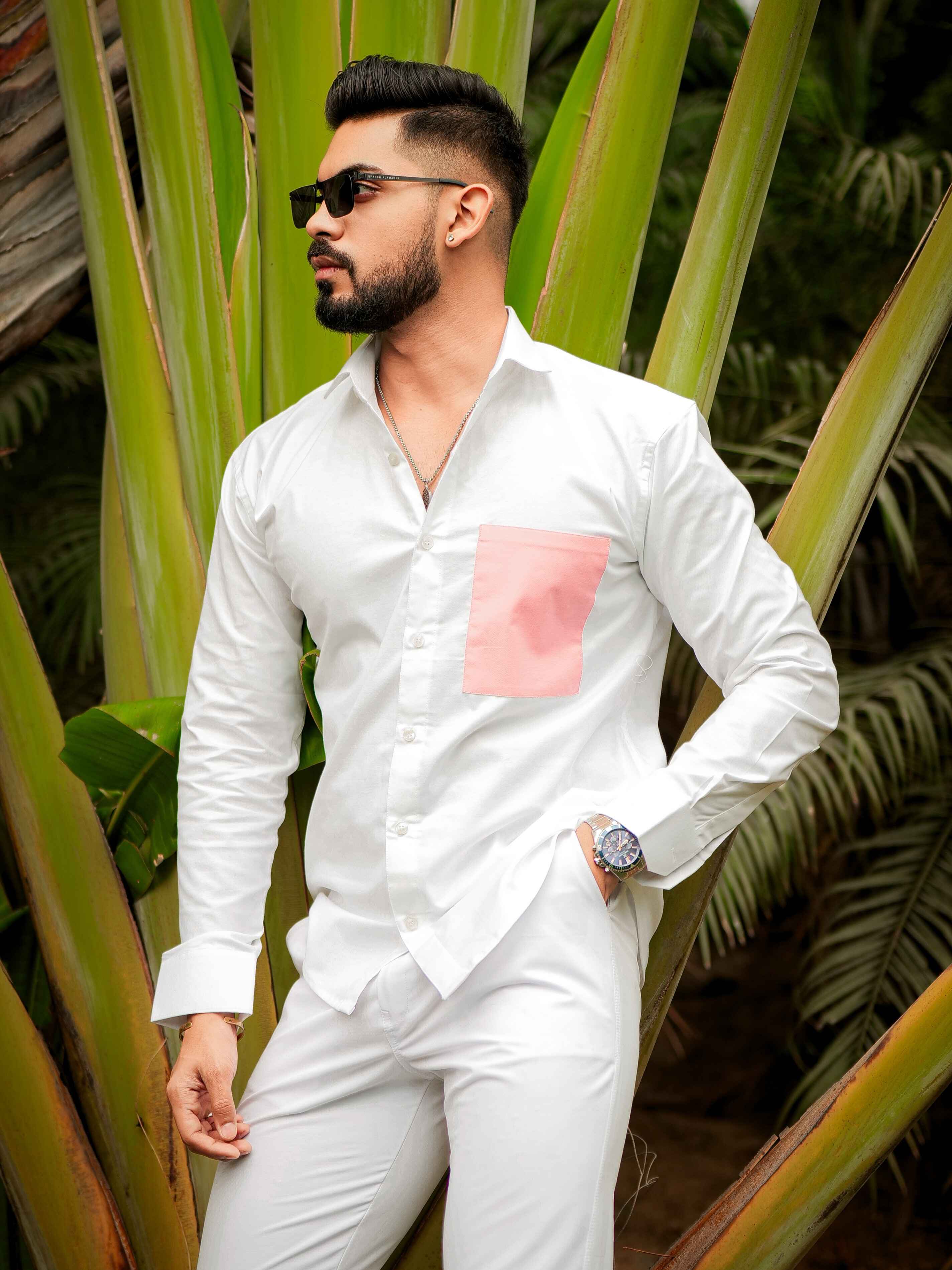 White Oxford Cotton Designer Shirt - Image 8