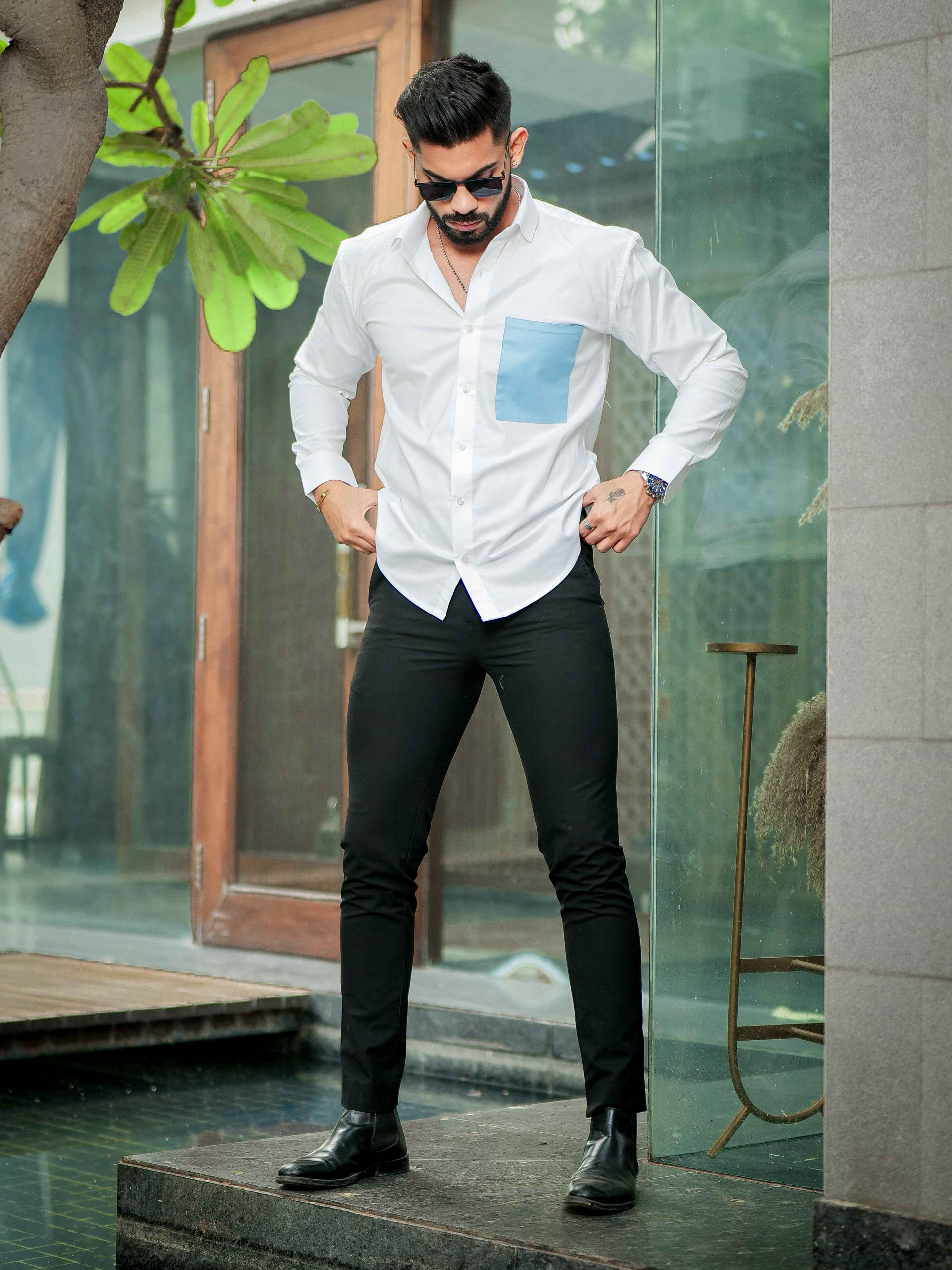 White Oxford Cotton Designer Shirt - Image 3