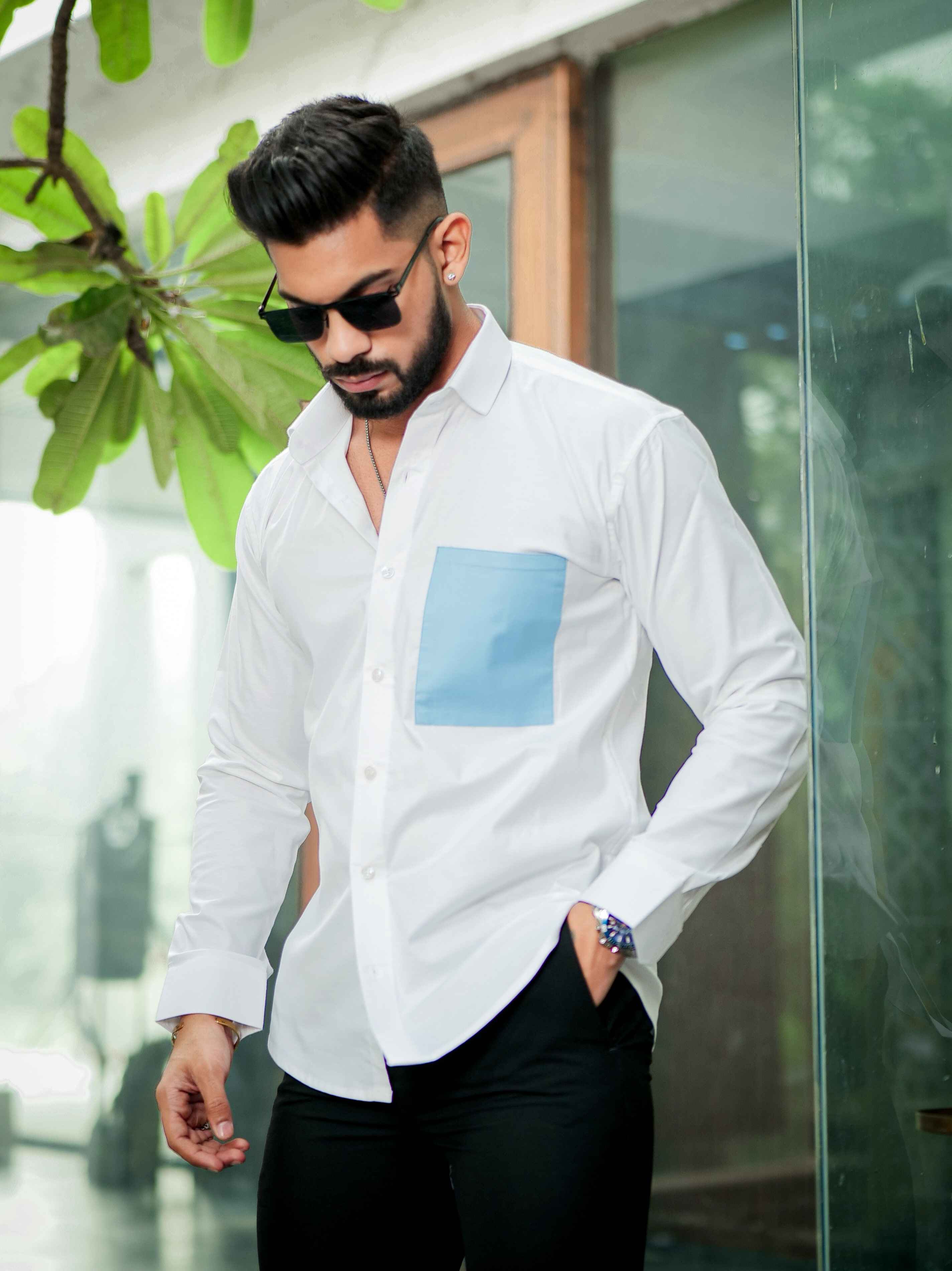 White Oxford Cotton Designer Shirt - Image 6