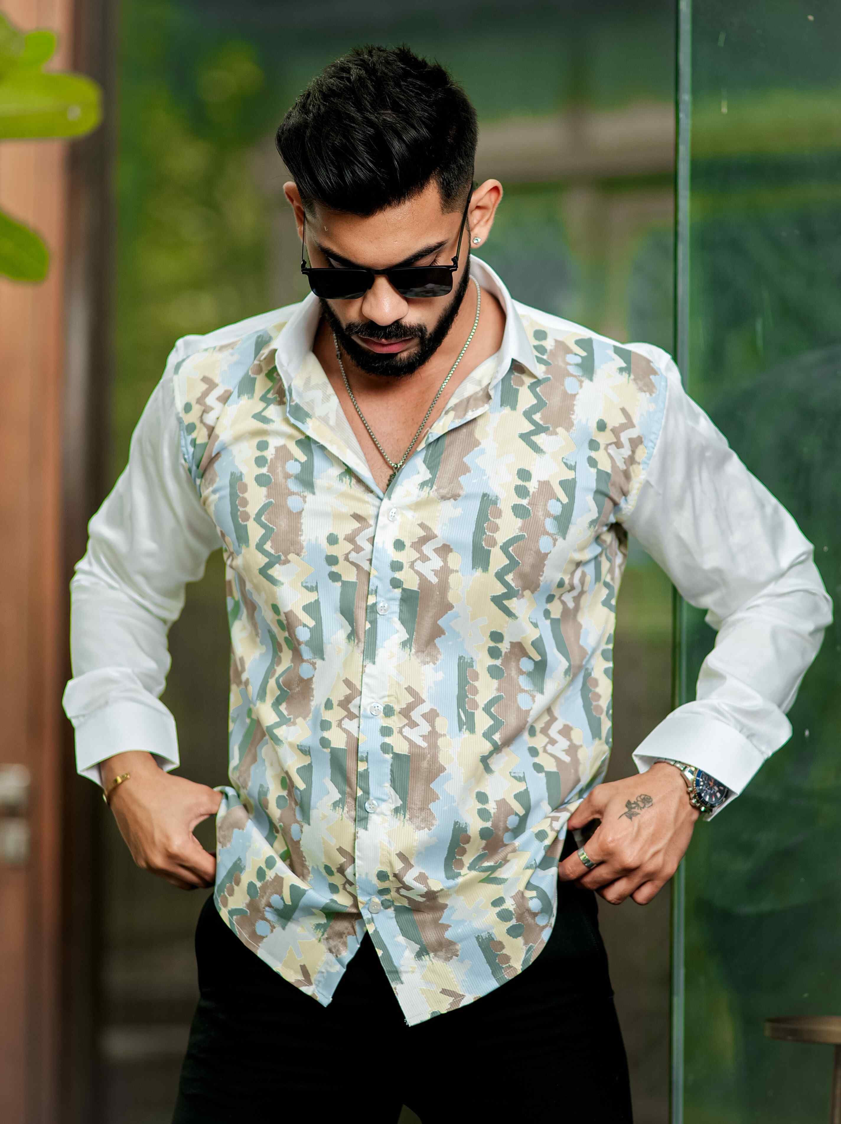 White Printed Premium Shirt for Men's - Image 3