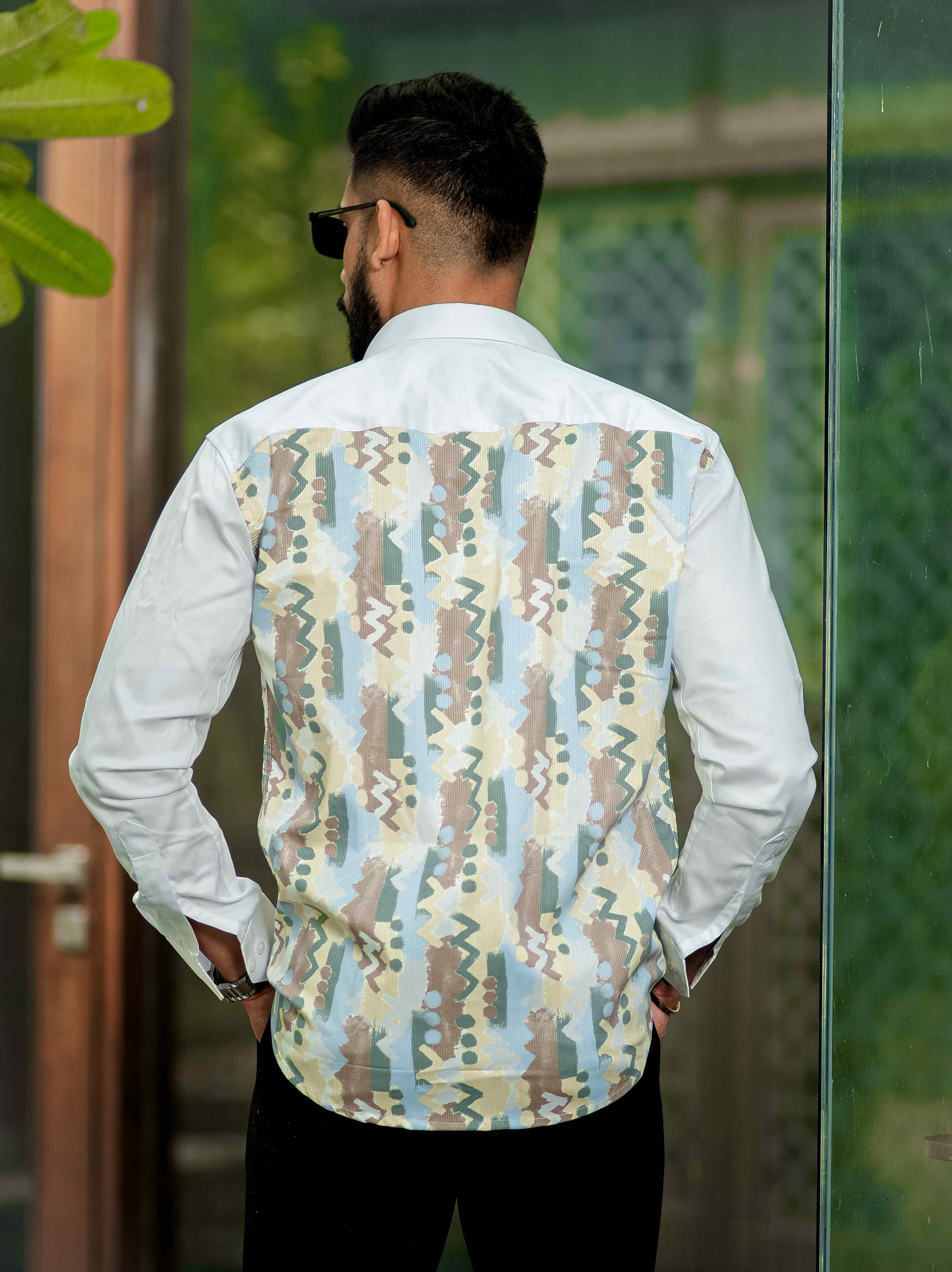 White Printed Premium Shirt for Men's - Image 4