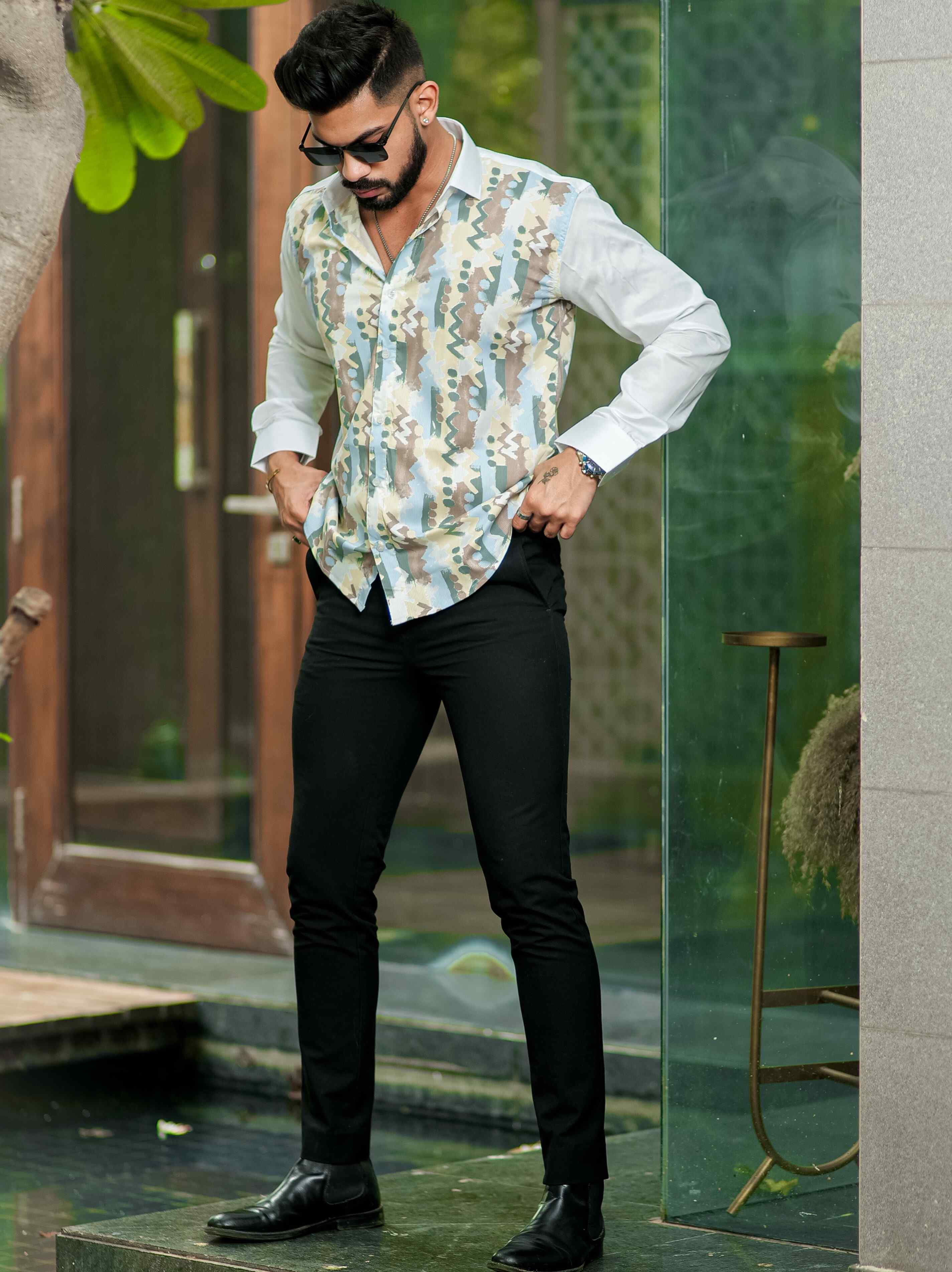 White Printed Premium Shirt for Men's - Image 5