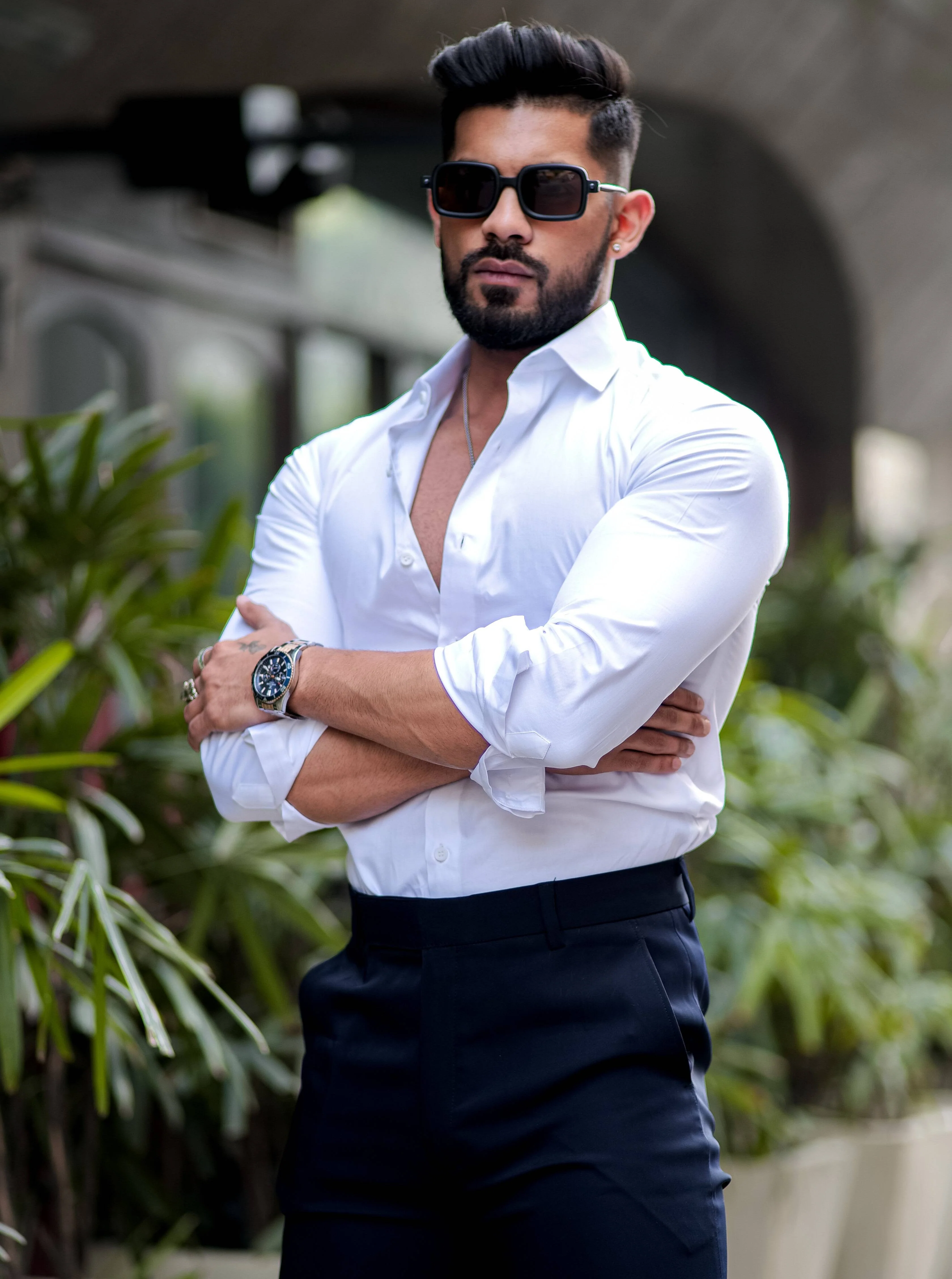 Formy White Smoke Luxury Formal Satin Cotton Shirt For Men's - Image 5