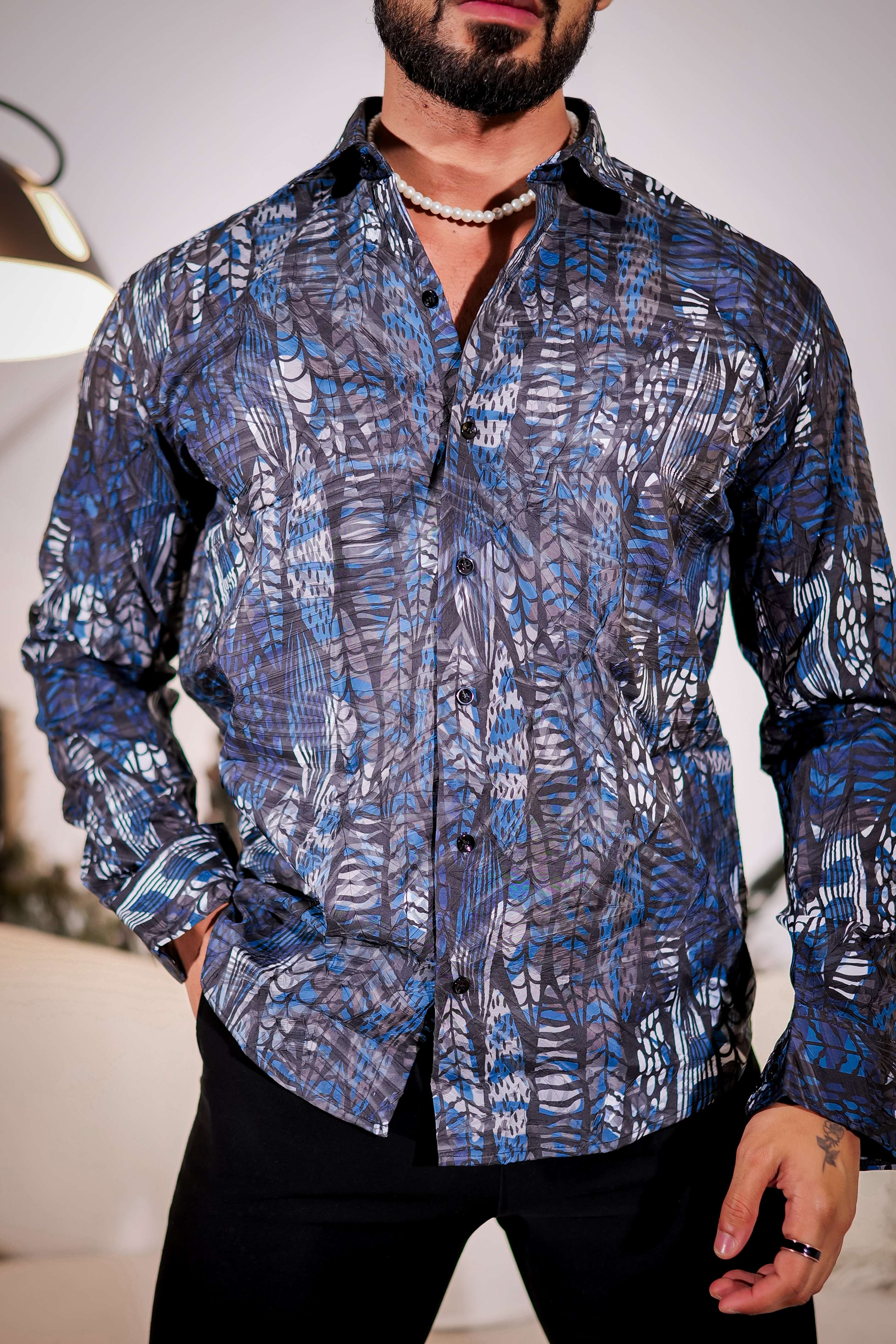 Dark Black Multicolor Imported Premium Shirt for Men's - Image 2