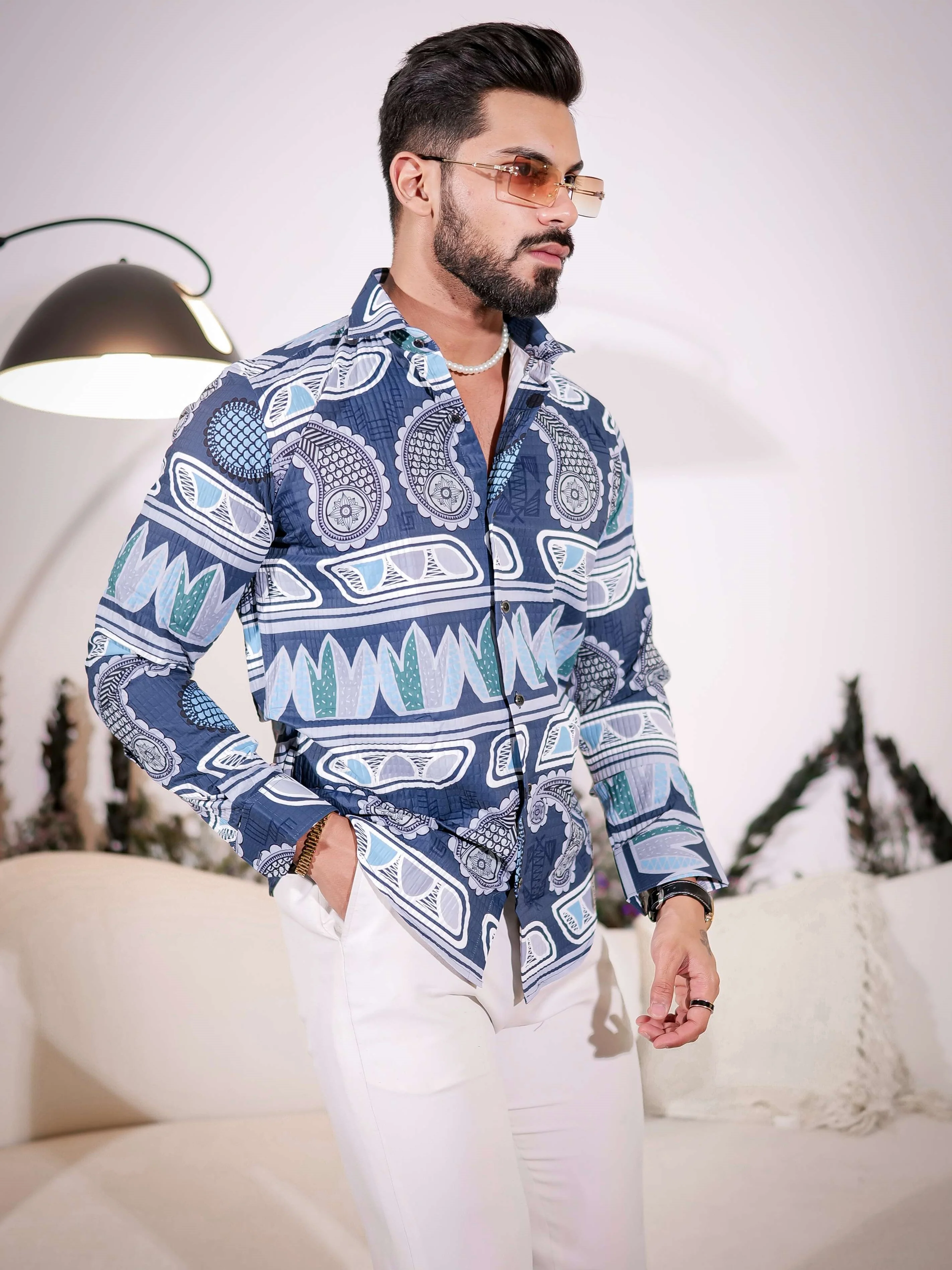 Dusk Blue Imported Premium Shirt for Men's - Image 2