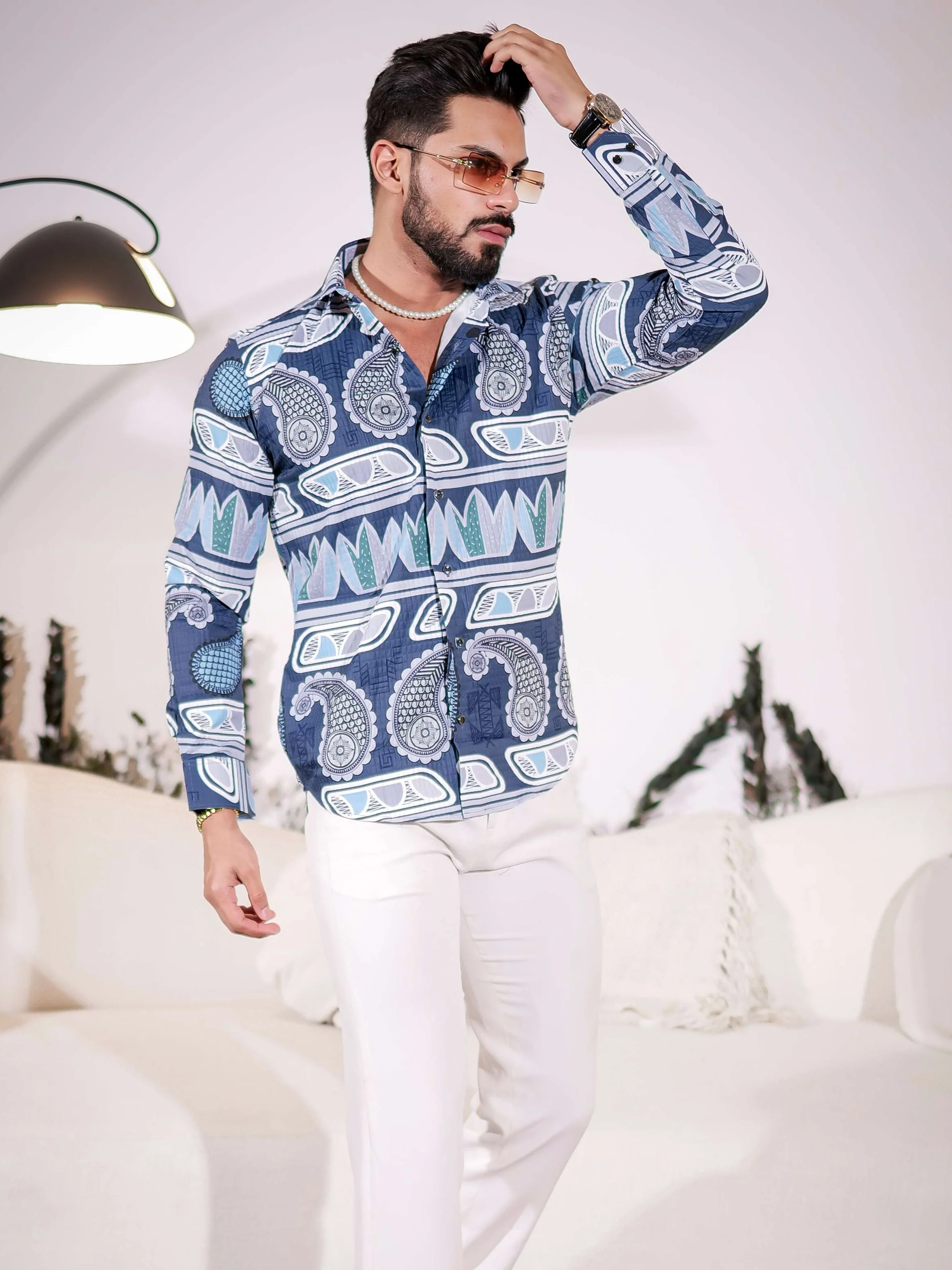 Dusk Blue Imported Premium Shirt for Men's - Image 3