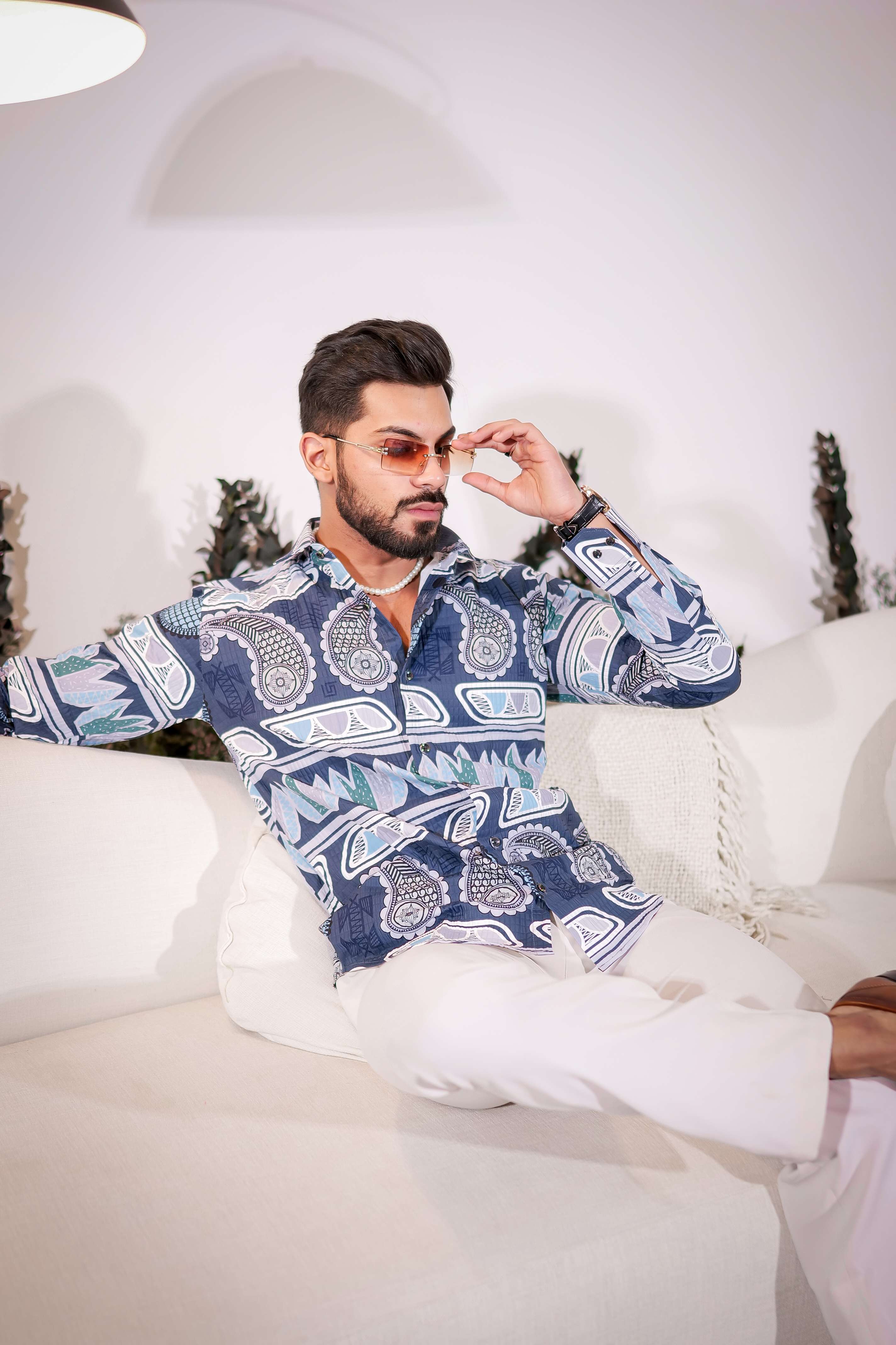 Dusk Blue Imported Premium Shirt for Men's - Image 7