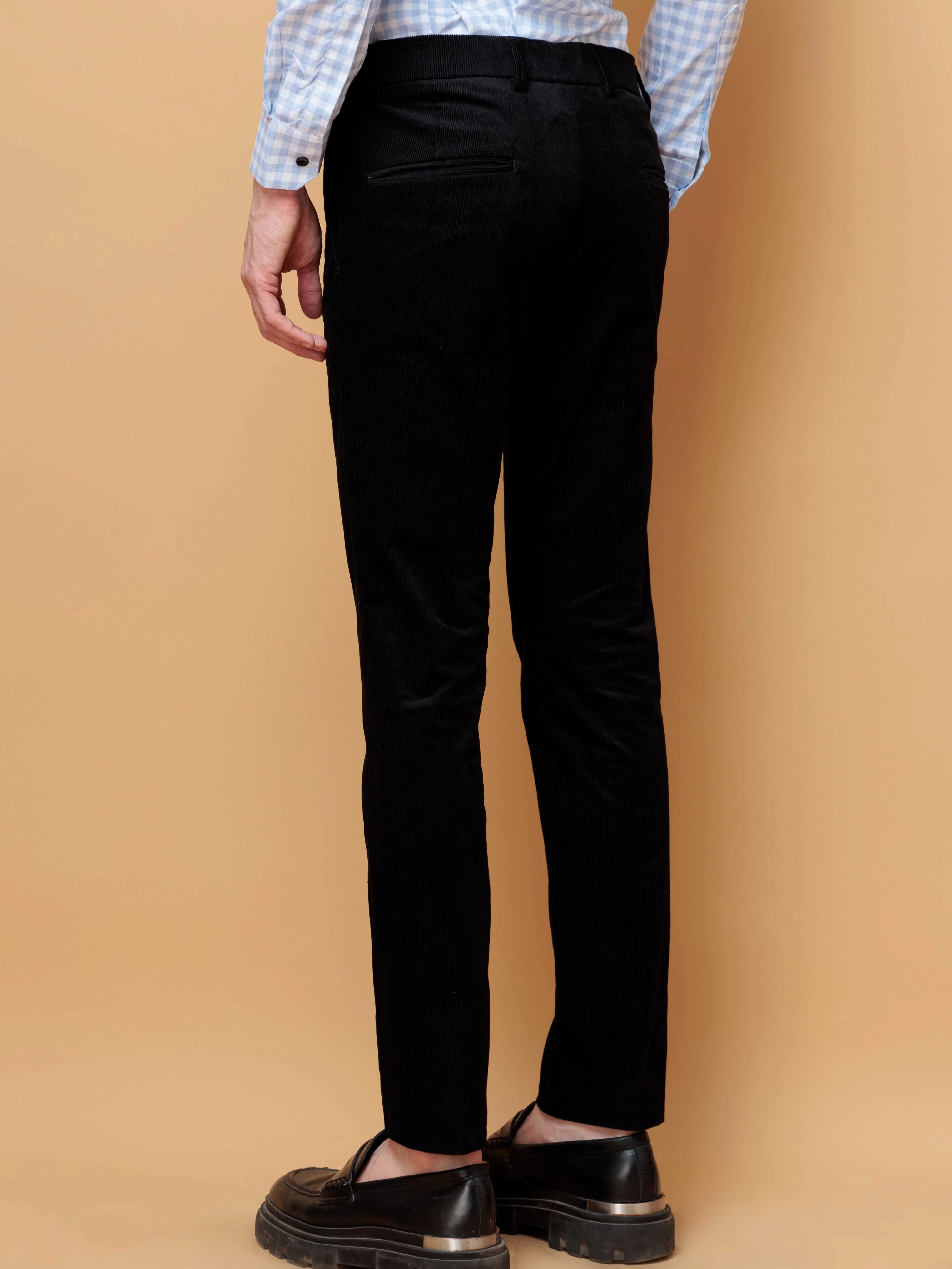 FOOMER BLACK CORDUROY RELAXED FIT TROUSERS FOR MEN'S - Image 4