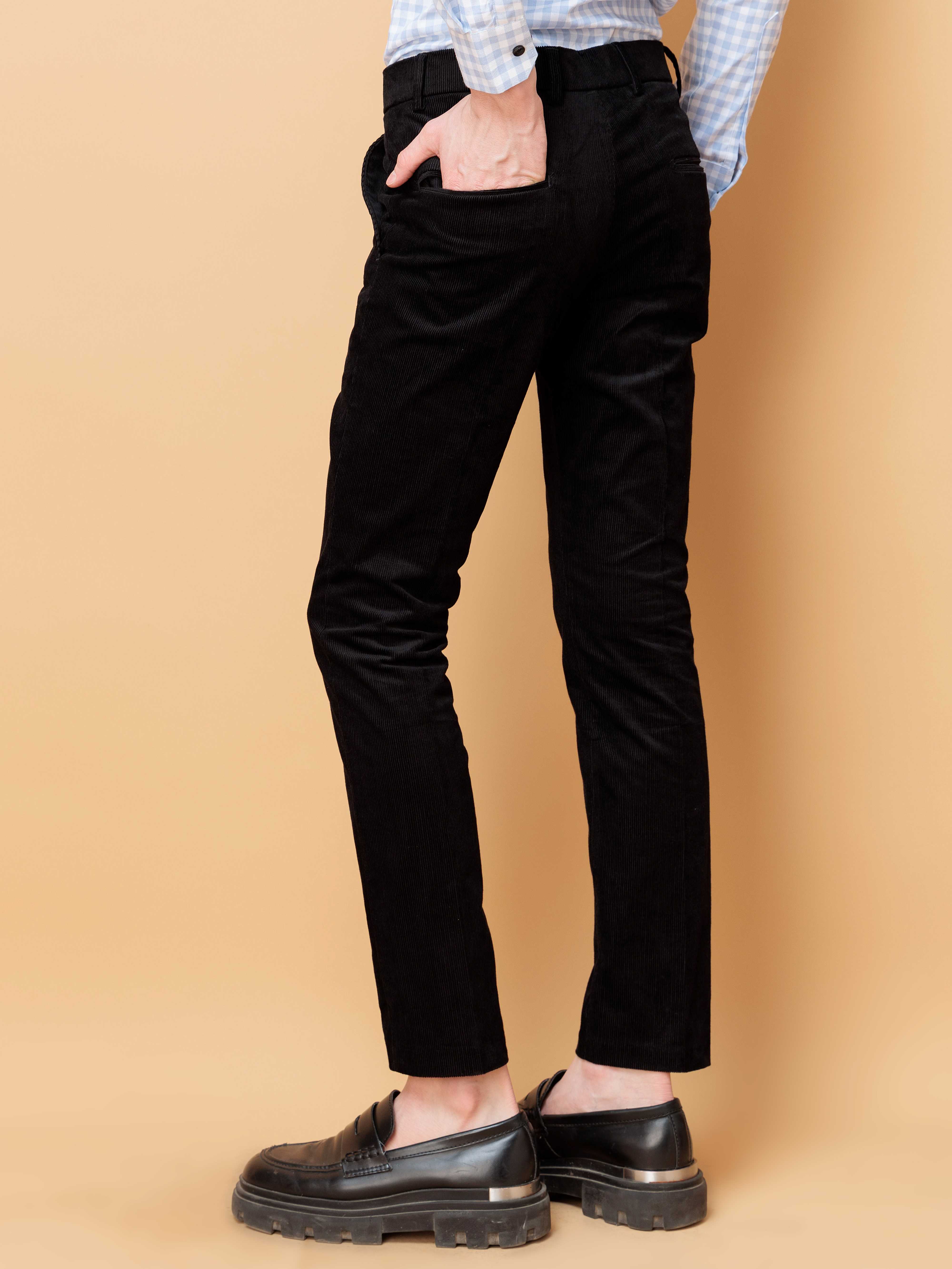 FOOMER BLACK CORDUROY RELAXED FIT TROUSERS FOR MEN'S - Image 5