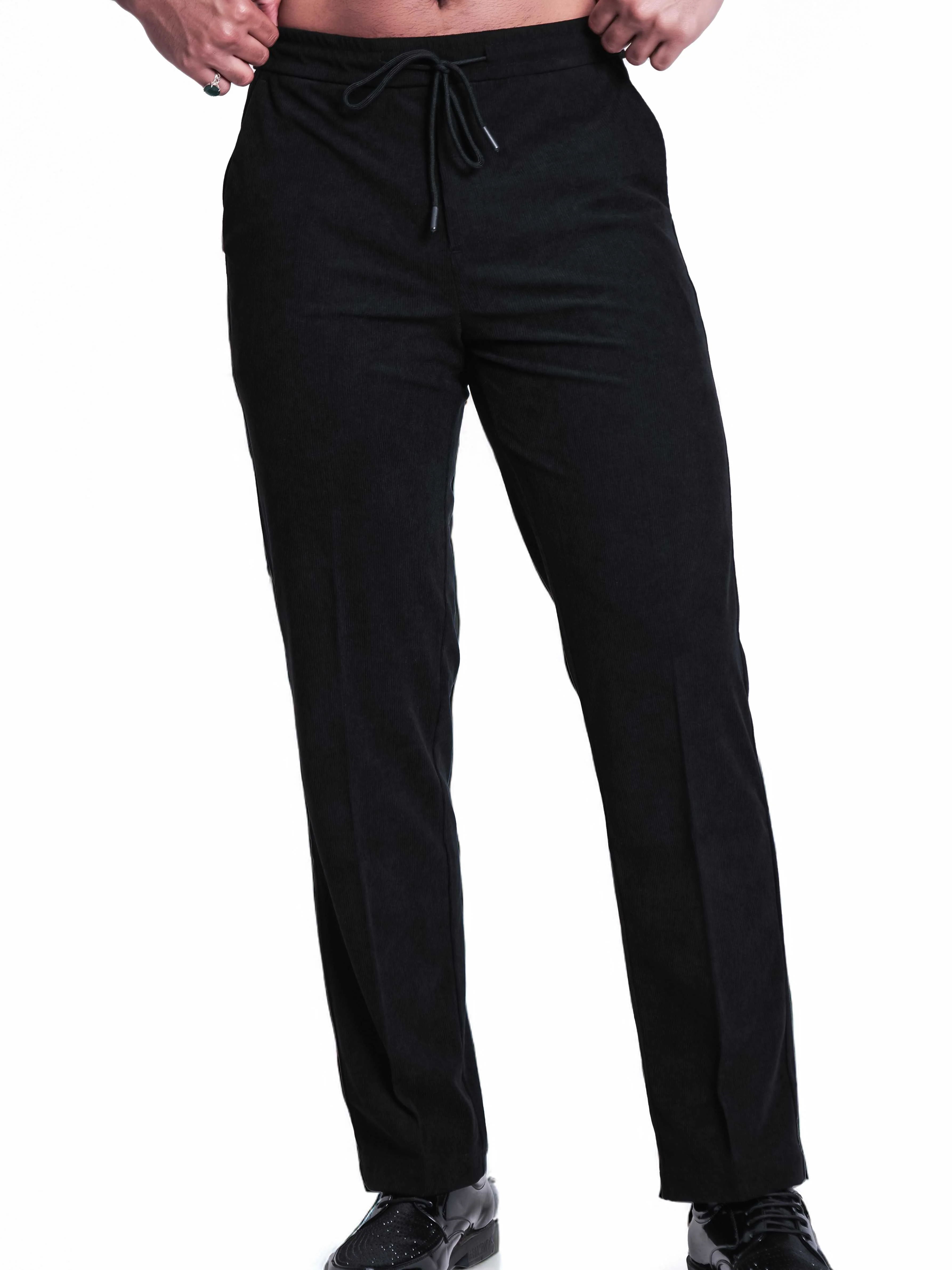 Foomer Black Corduroy Relaxed Fit Trousers For Men's - Image 3