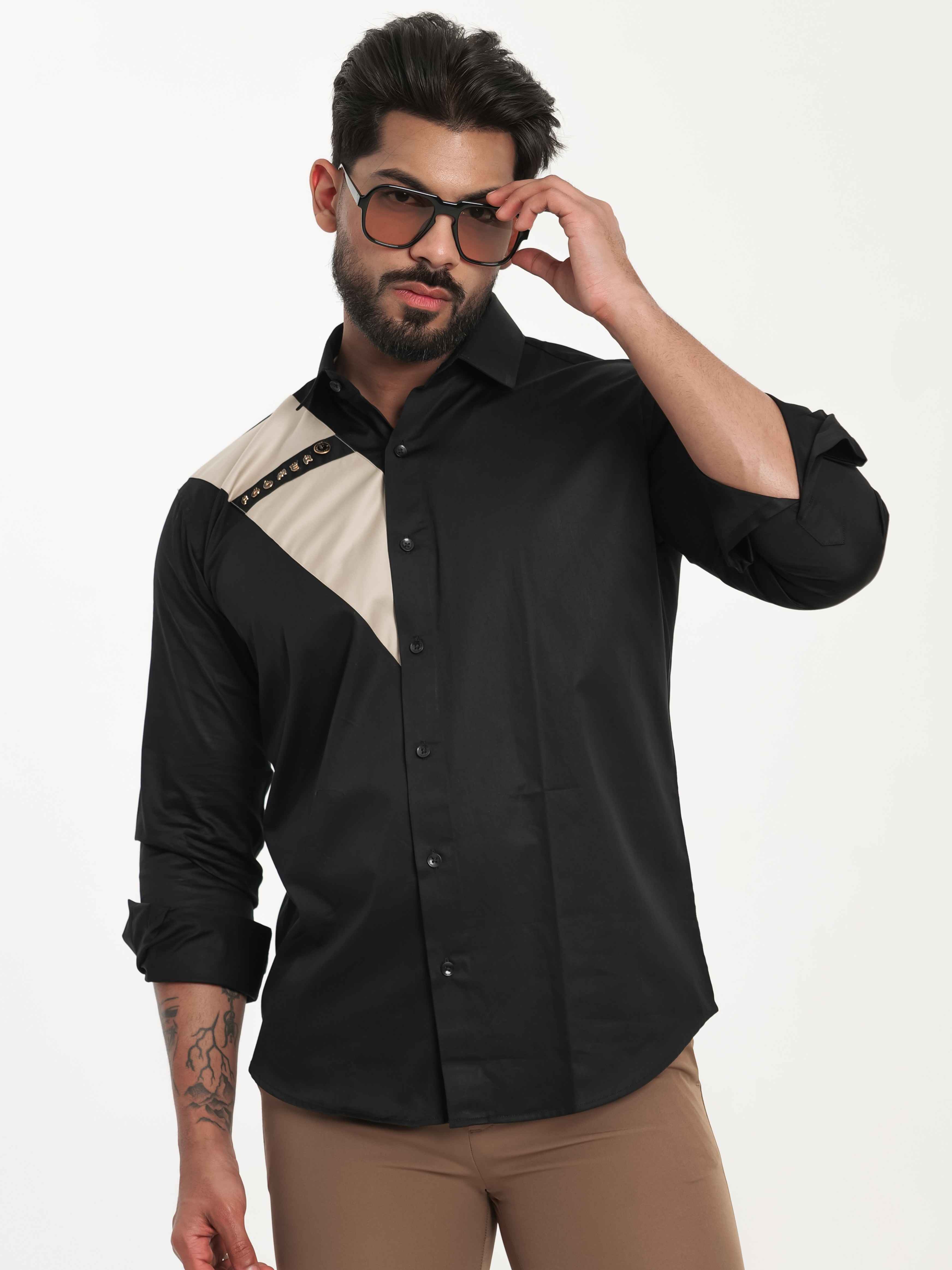 FOOMER BLACK CUT N SEW DESIGNER SHIRT FOR MEN'S - Image 5