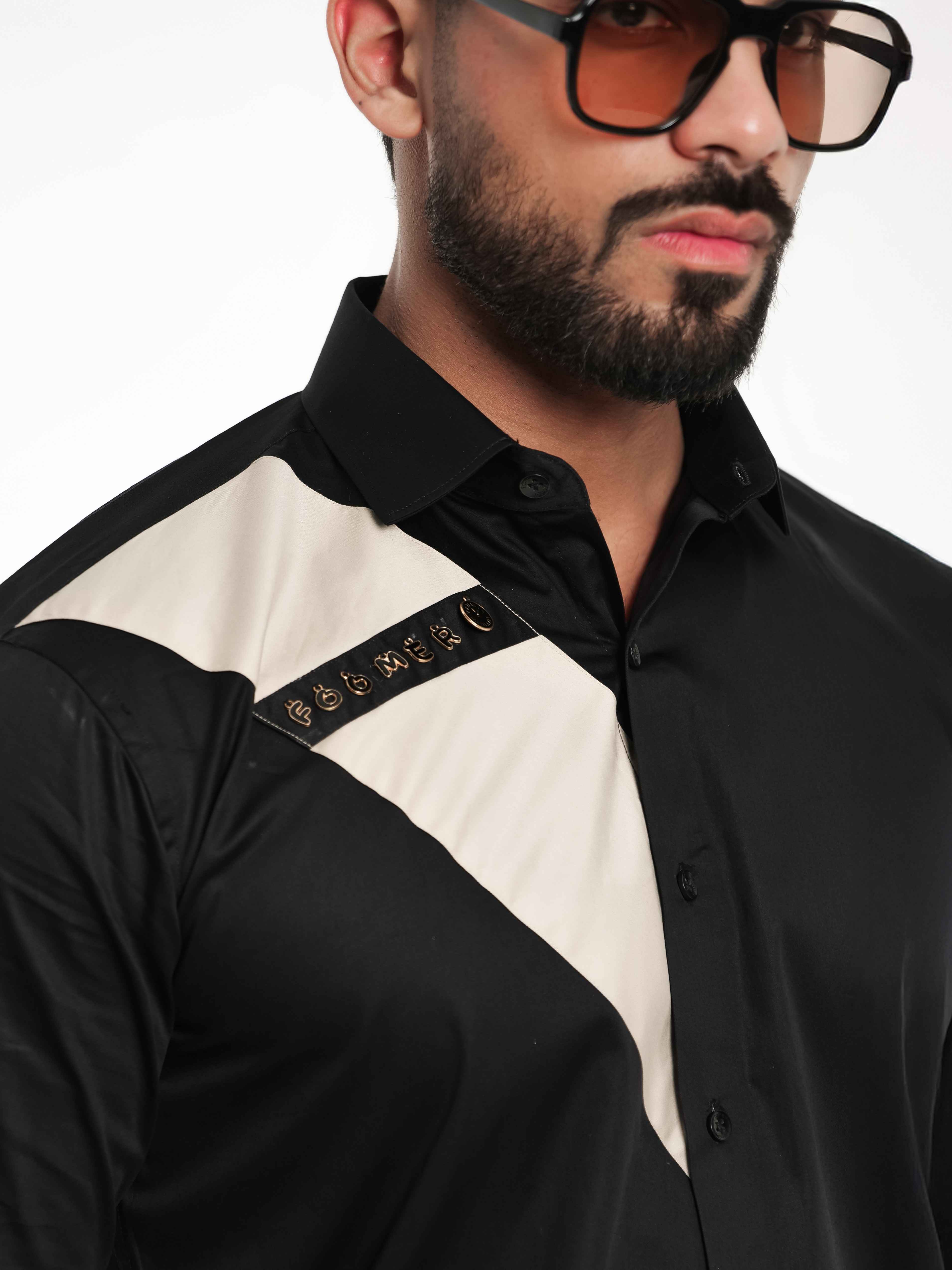 FOOMER BLACK CUT N SEW DESIGNER SHIRT FOR MEN'S - Image 7