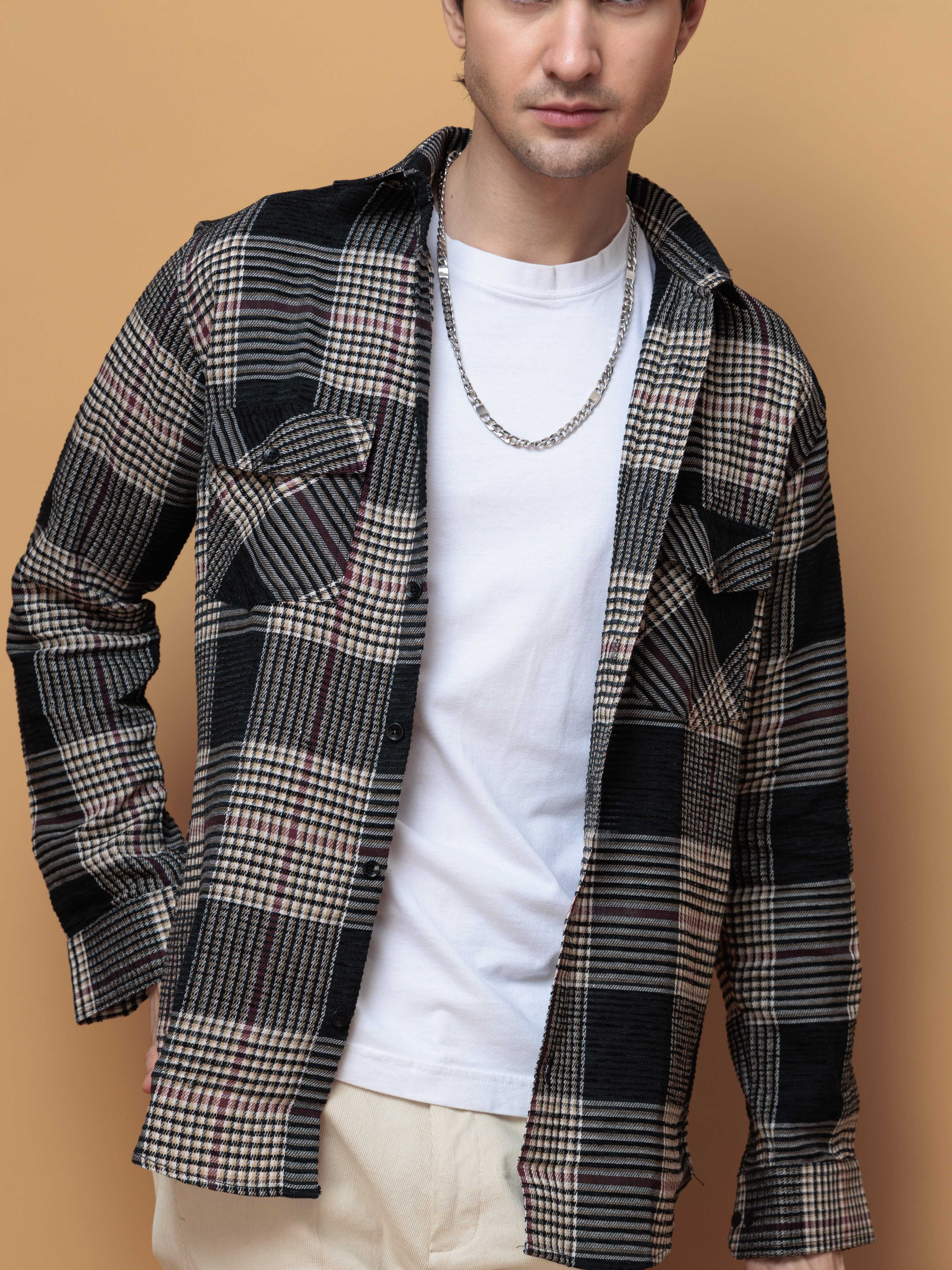 FOOMER BLACK GLEN CHECKED CASUAL SHIRT FOR MEN'S - Image 4