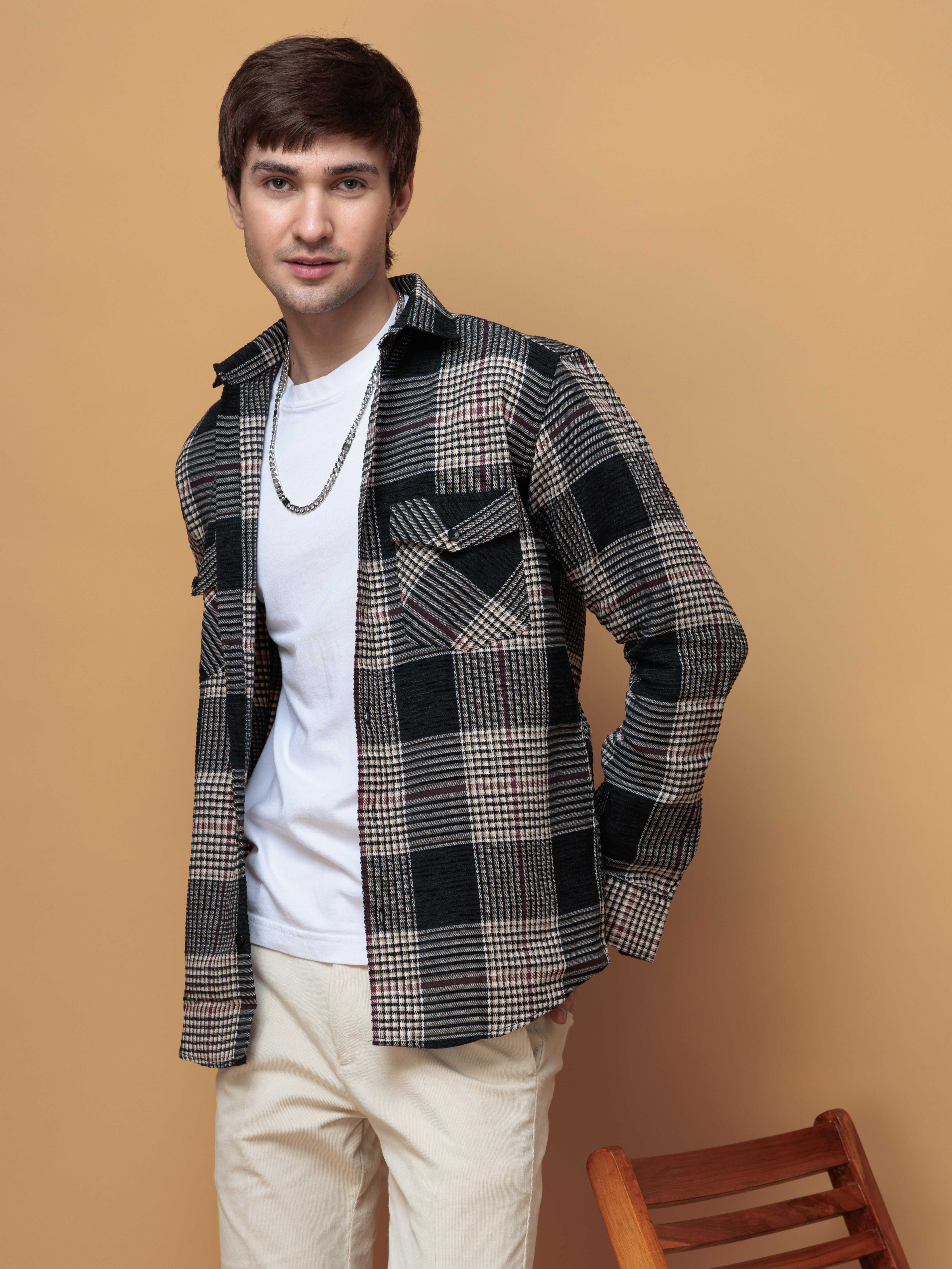 FOOMER BLACK GLEN CHECKED CASUAL SHIRT FOR MEN'S - Image 7