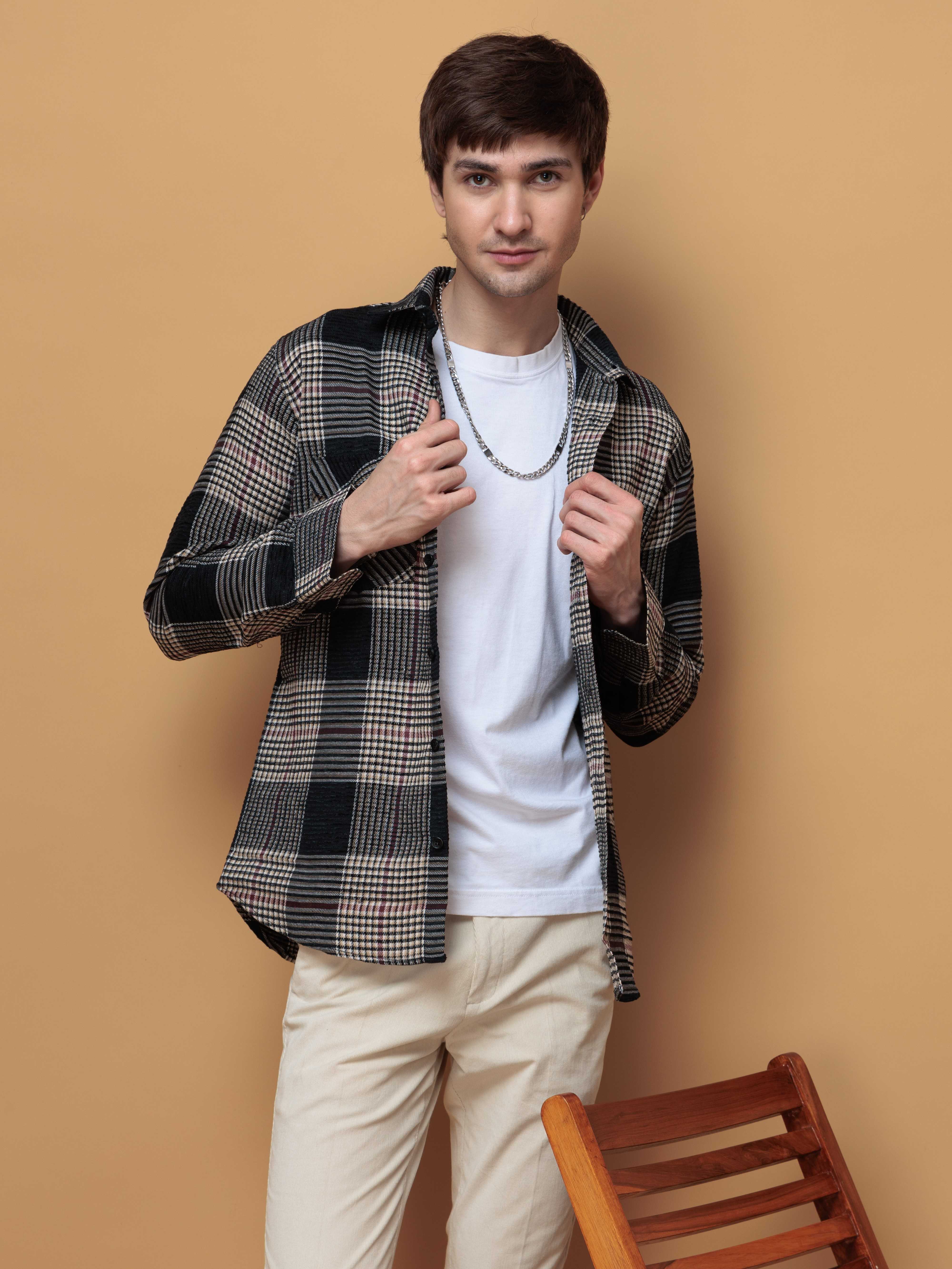 FOOMER BLACK GLEN CHECKED CASUAL SHIRT FOR MEN'S - Image 8