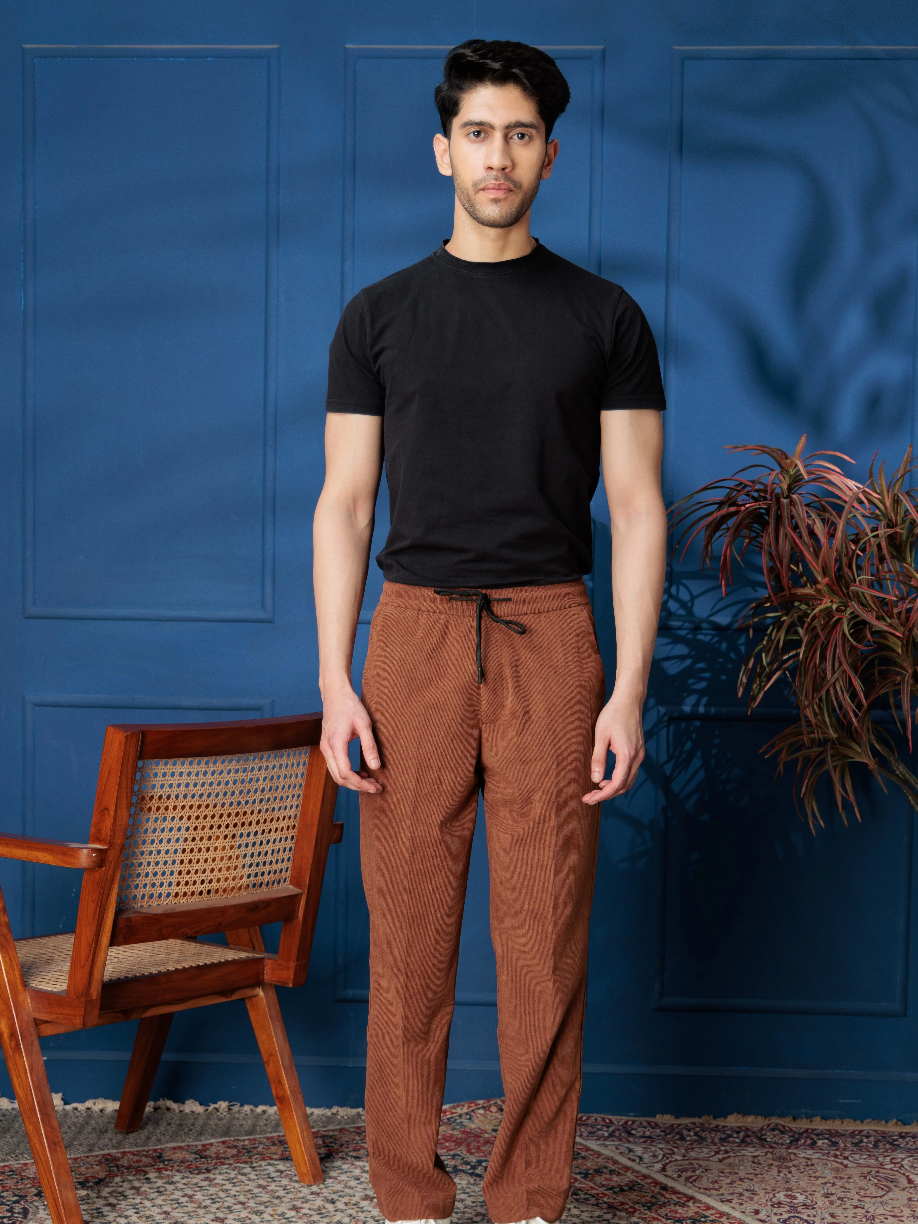 FOOMER BROWN CORDUROY RELAXED FIT TROUSERS FOR MEN'S - Image 2