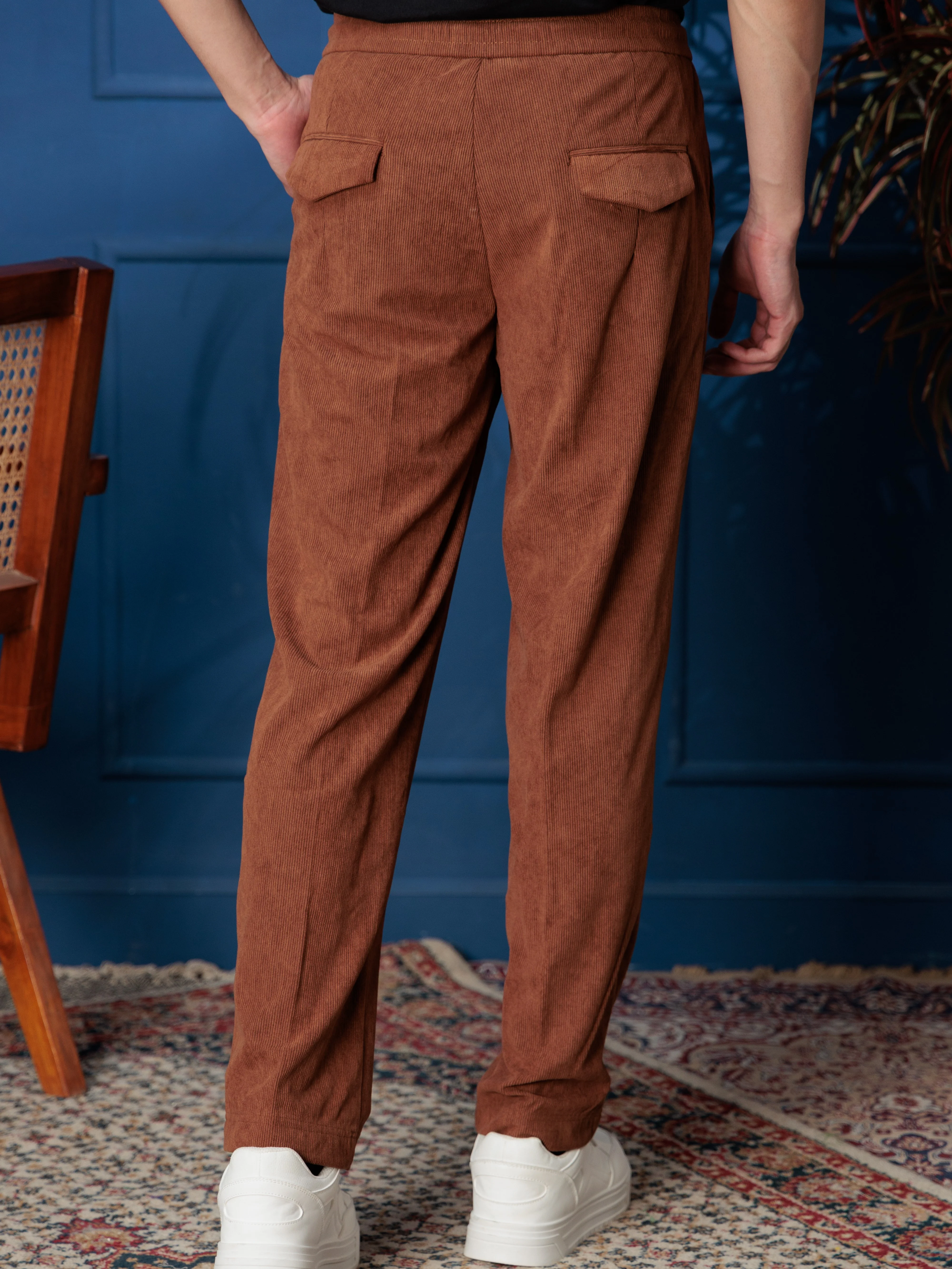 FOOMER BROWN CORDUROY RELAXED FIT TROUSERS FOR MEN'S - Image 5