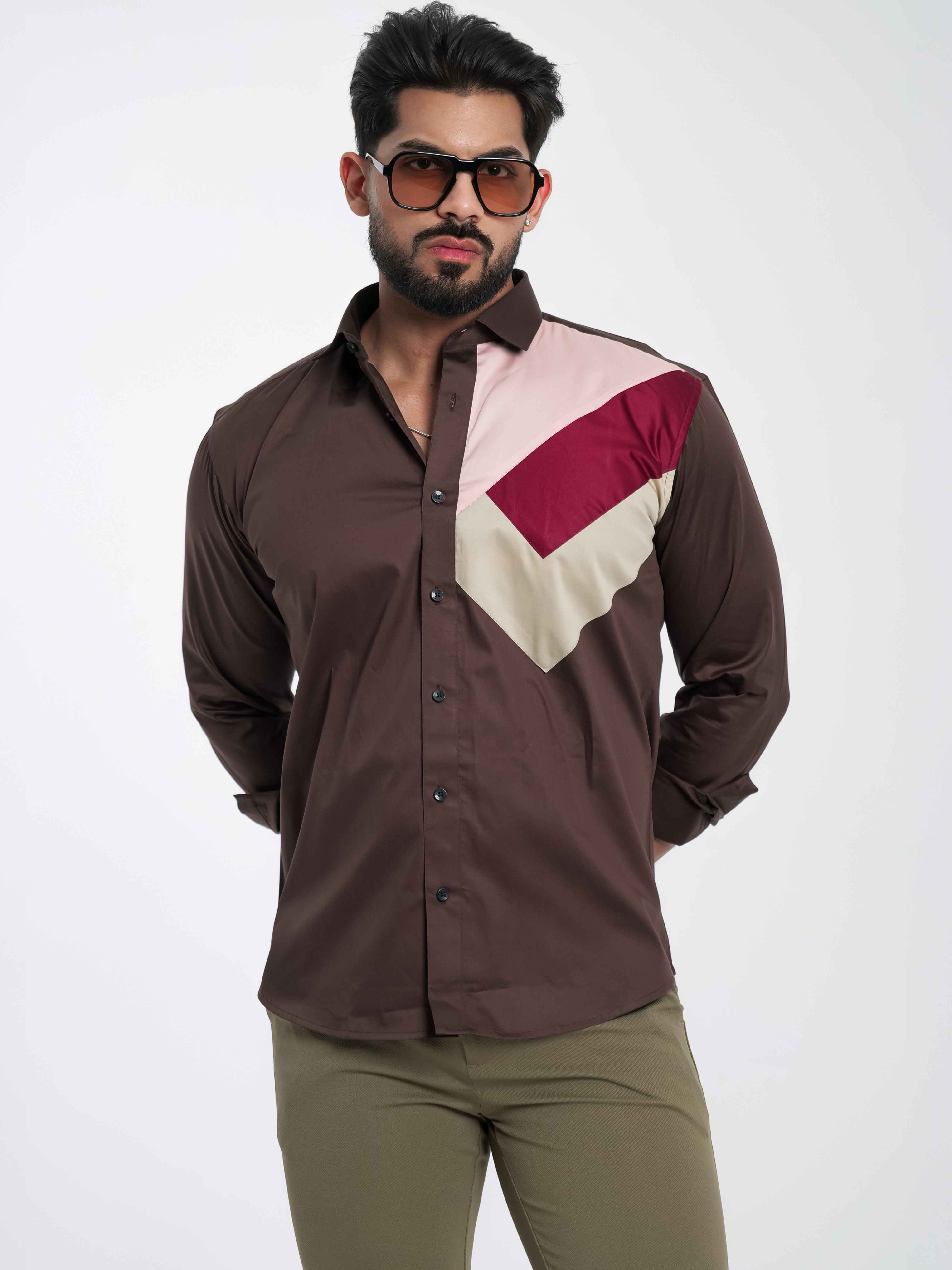FOOMER BROWN CUT N SEW DESIGNER SHIRT FOR MEN'S - Image 3