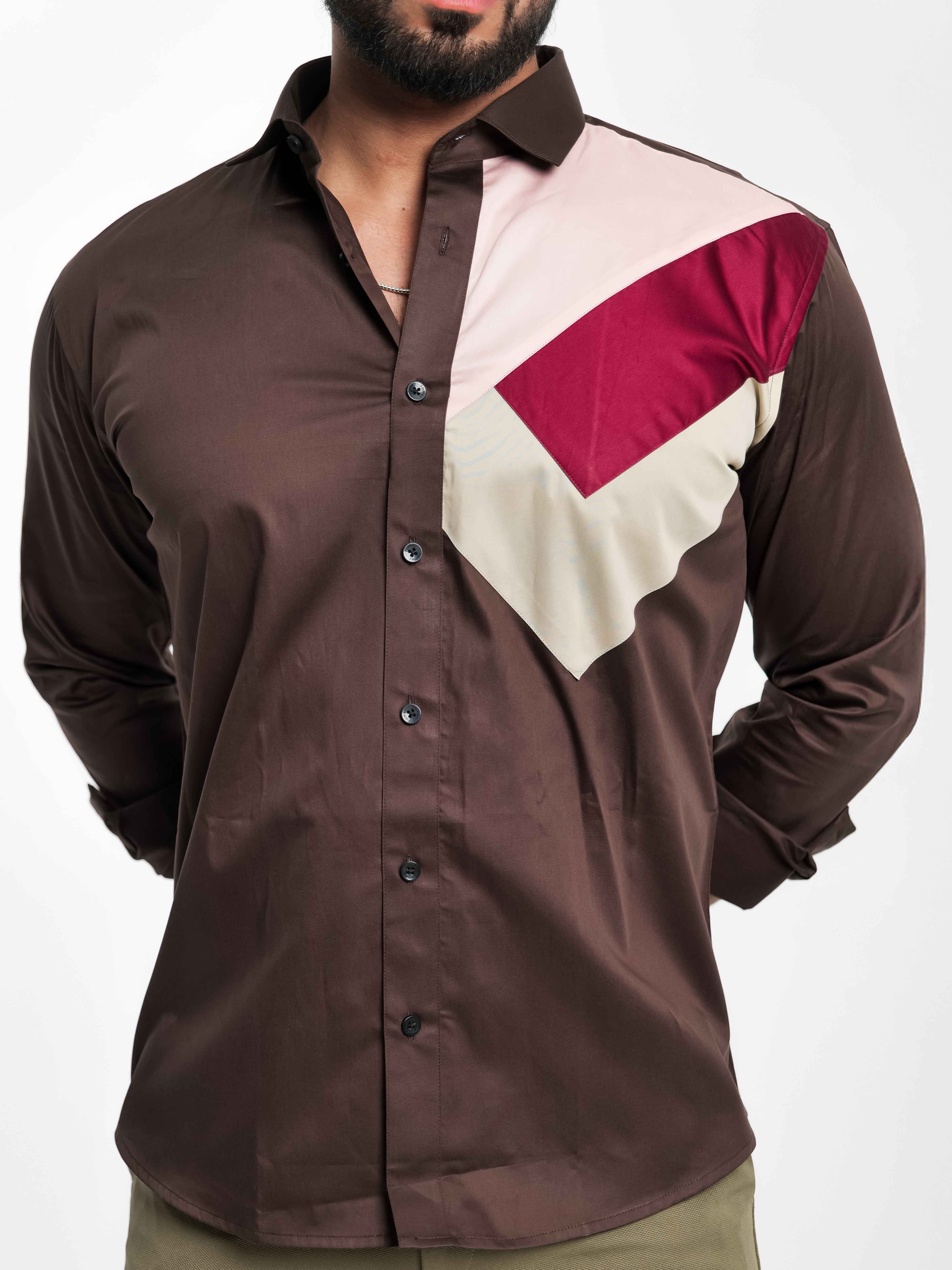 FOOMER BROWN CUT N SEW DESIGNER SHIRT FOR MEN'S - Image 4