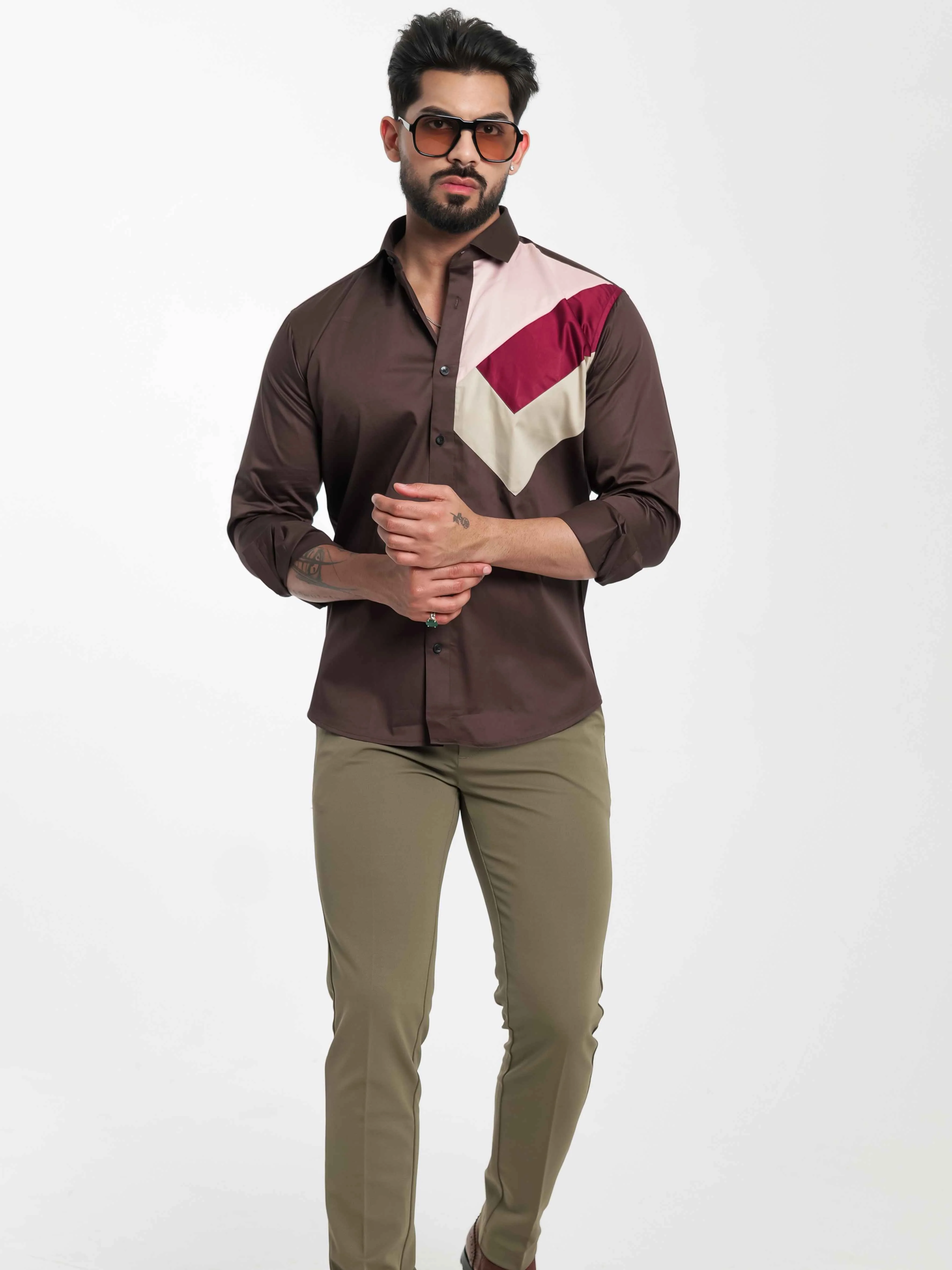 FOOMER BROWN CUT N SEW DESIGNER SHIRT FOR MEN'S - Image 5
