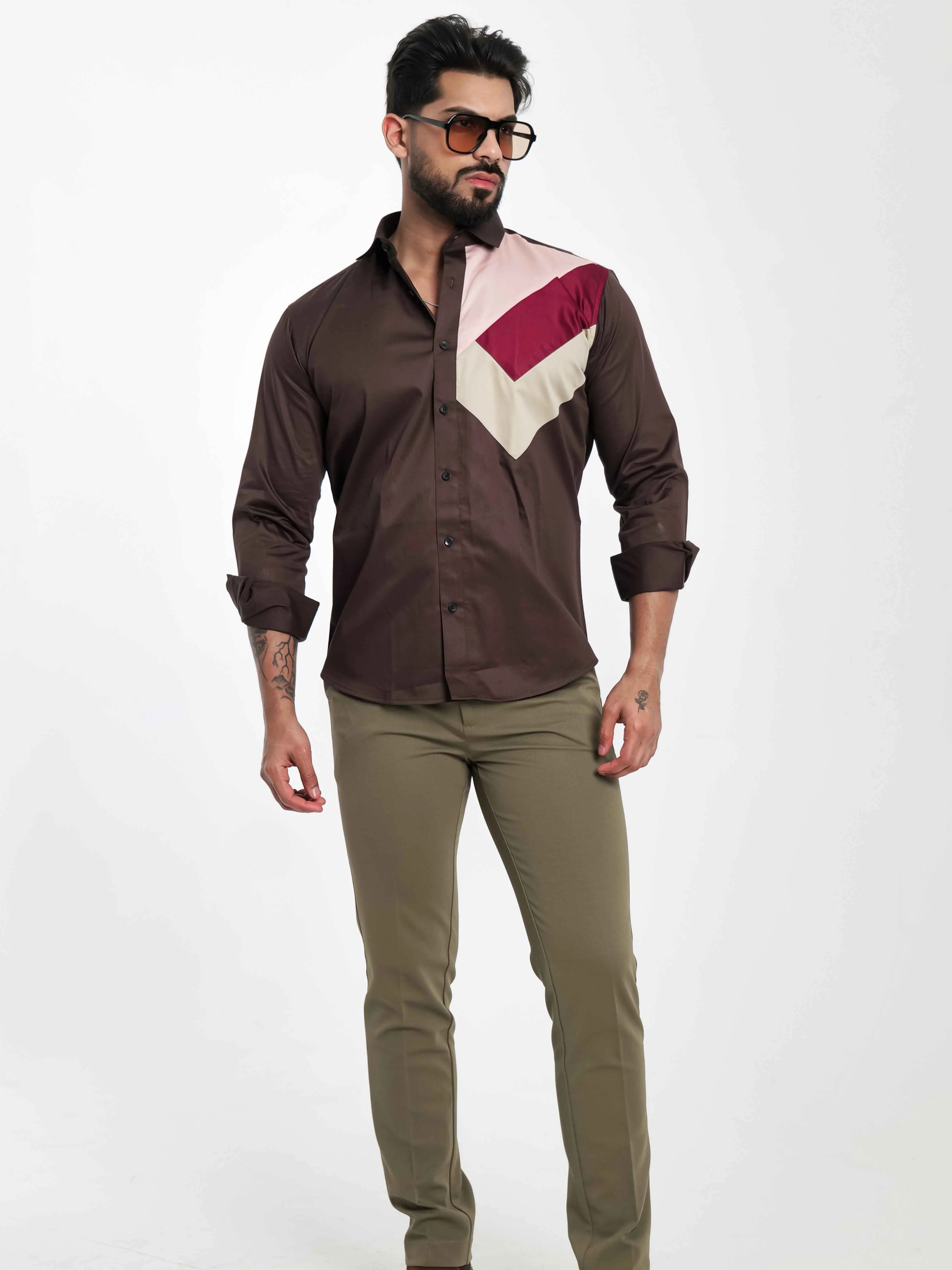 FOOMER BROWN CUT N SEW DESIGNER SHIRT FOR MEN'S - Image 9