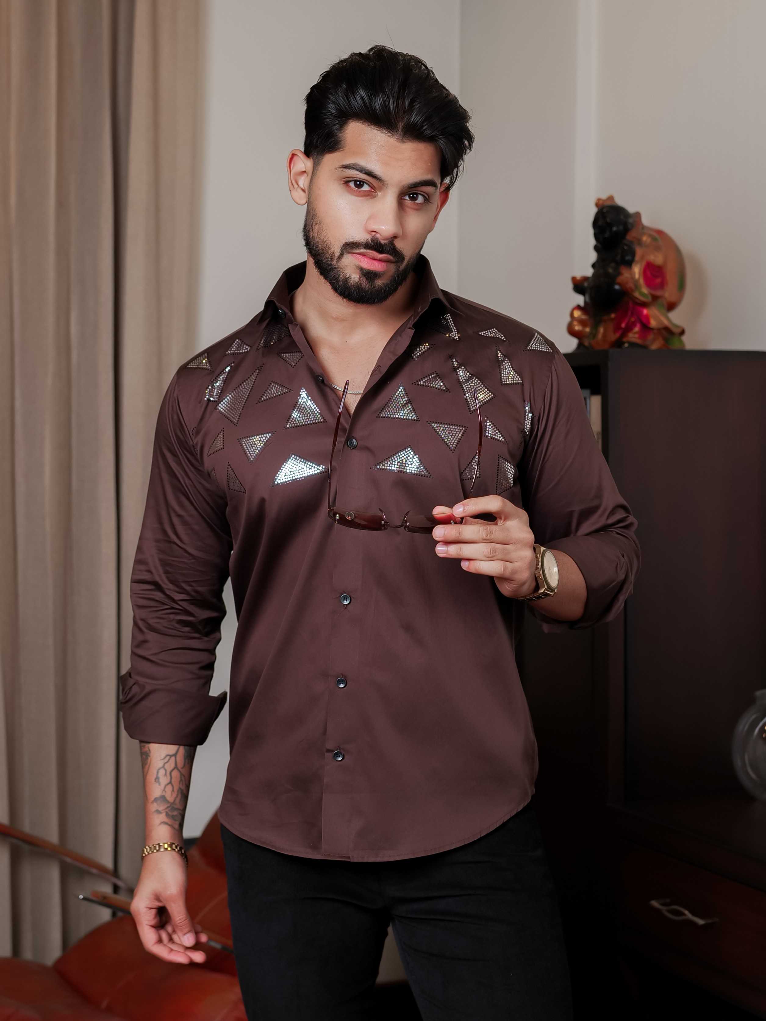 FOOMER BROWN SEQUENCE DESIGNER SHIRT FOR MEN'S - Image 4