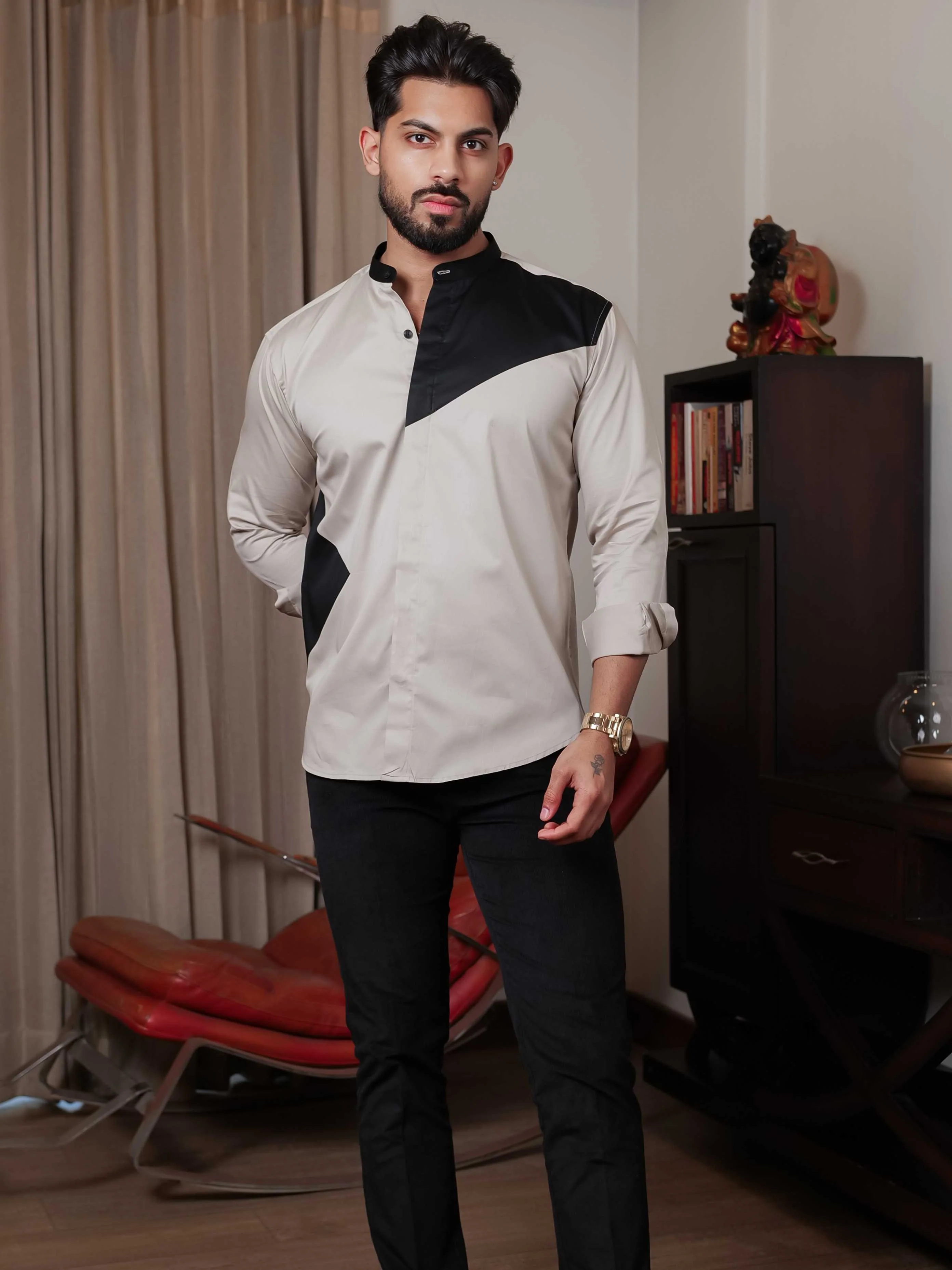 FOOMER CREAM CUT N SEW DESIGNER SHIRT FOR MEN'S - Image 4